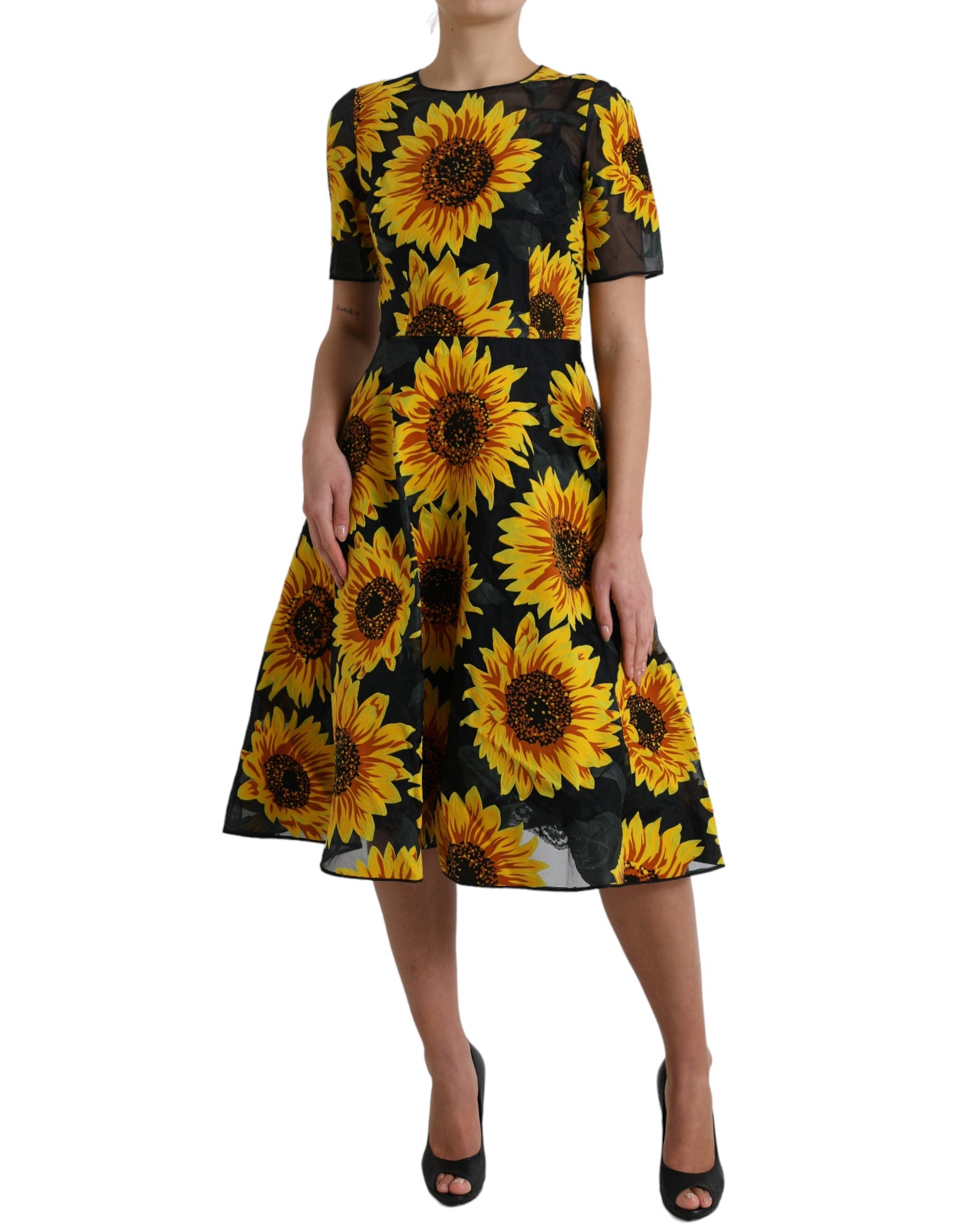 Dolce & Gabbana Summery Sunflower A-Line Midi Dress LUNESCAPE