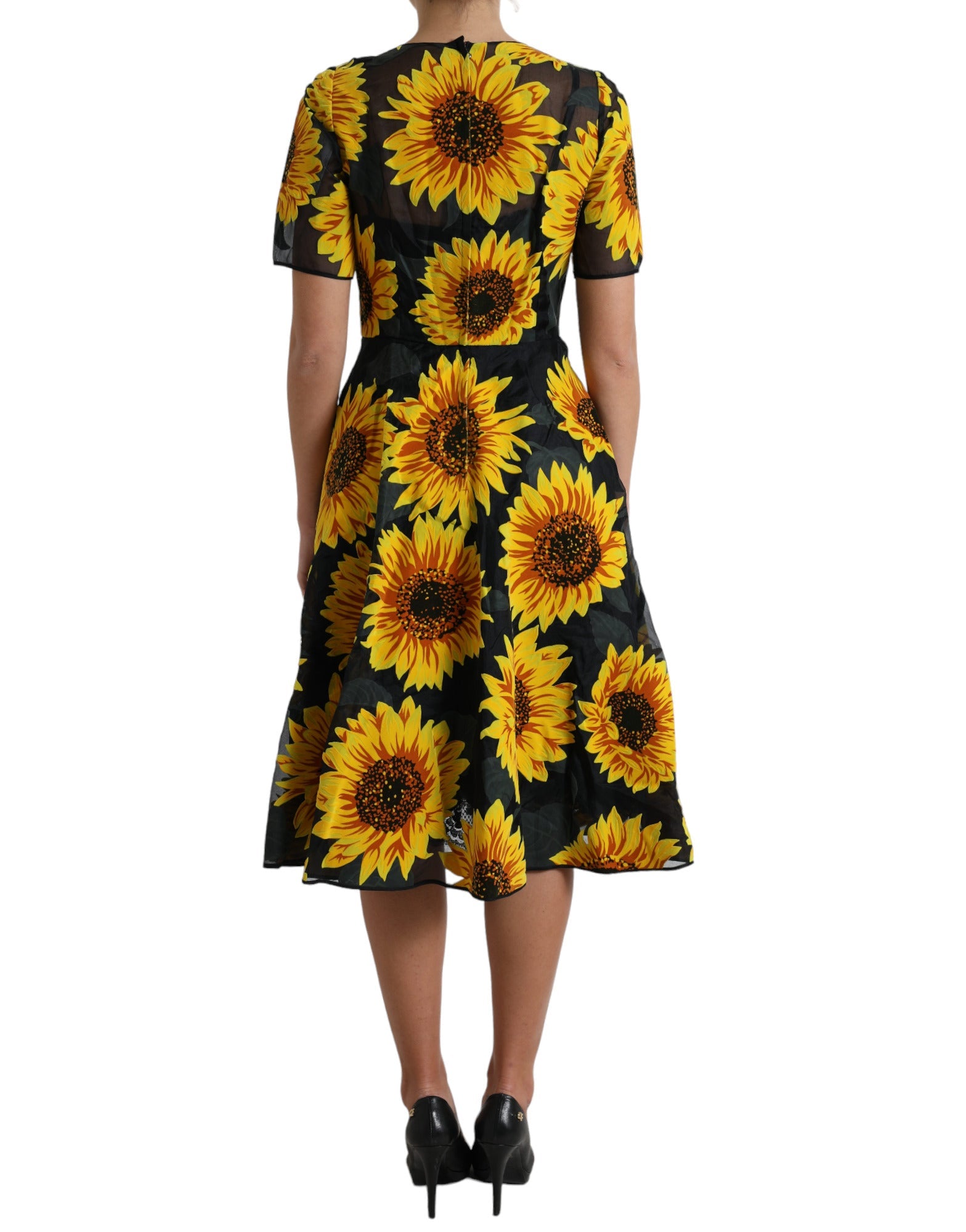 Dolce & Gabbana Summery Sunflower A-Line Midi Dress LUNESCAPE