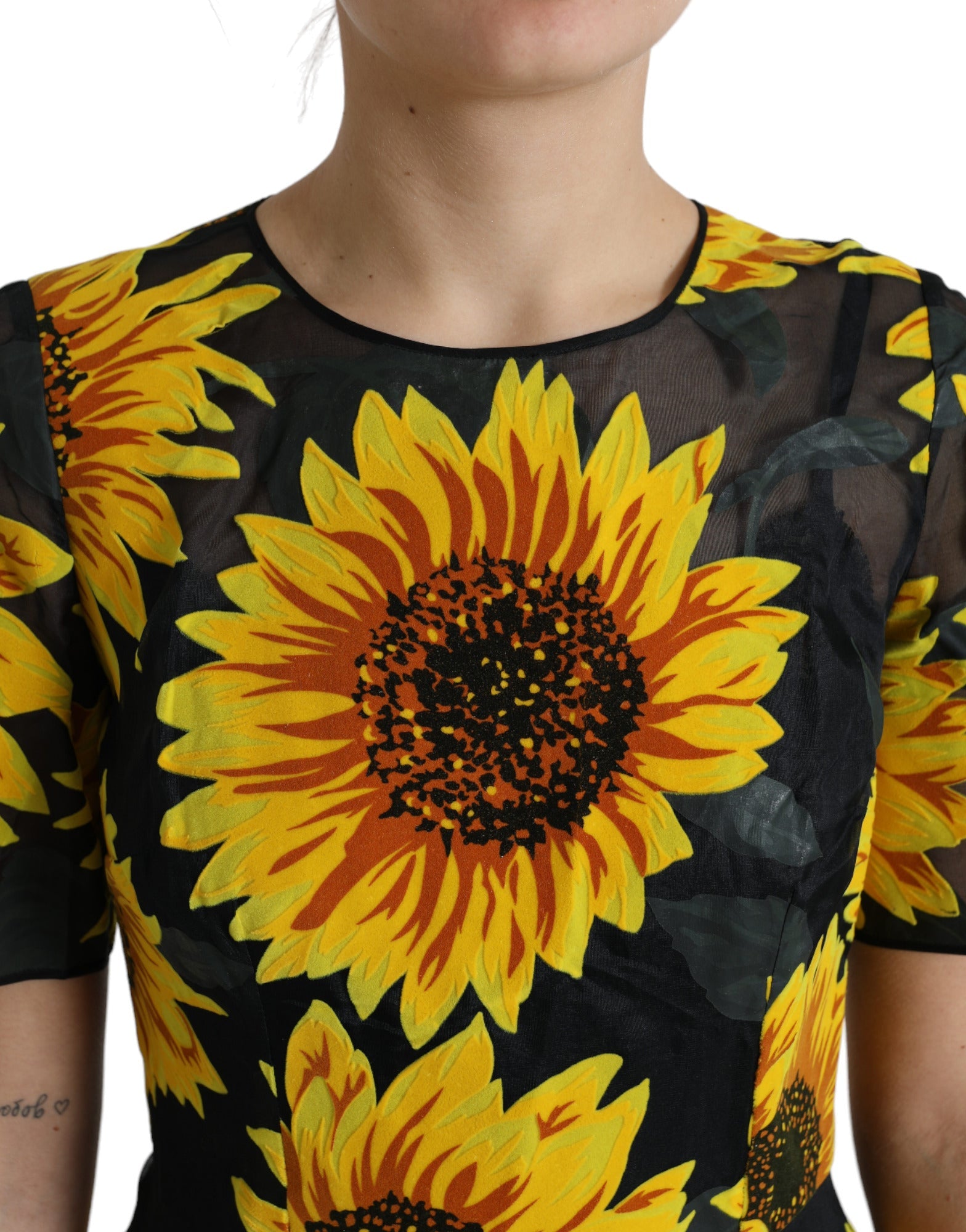 Dolce & Gabbana Summery Sunflower A-Line Midi Dress LUNESCAPE