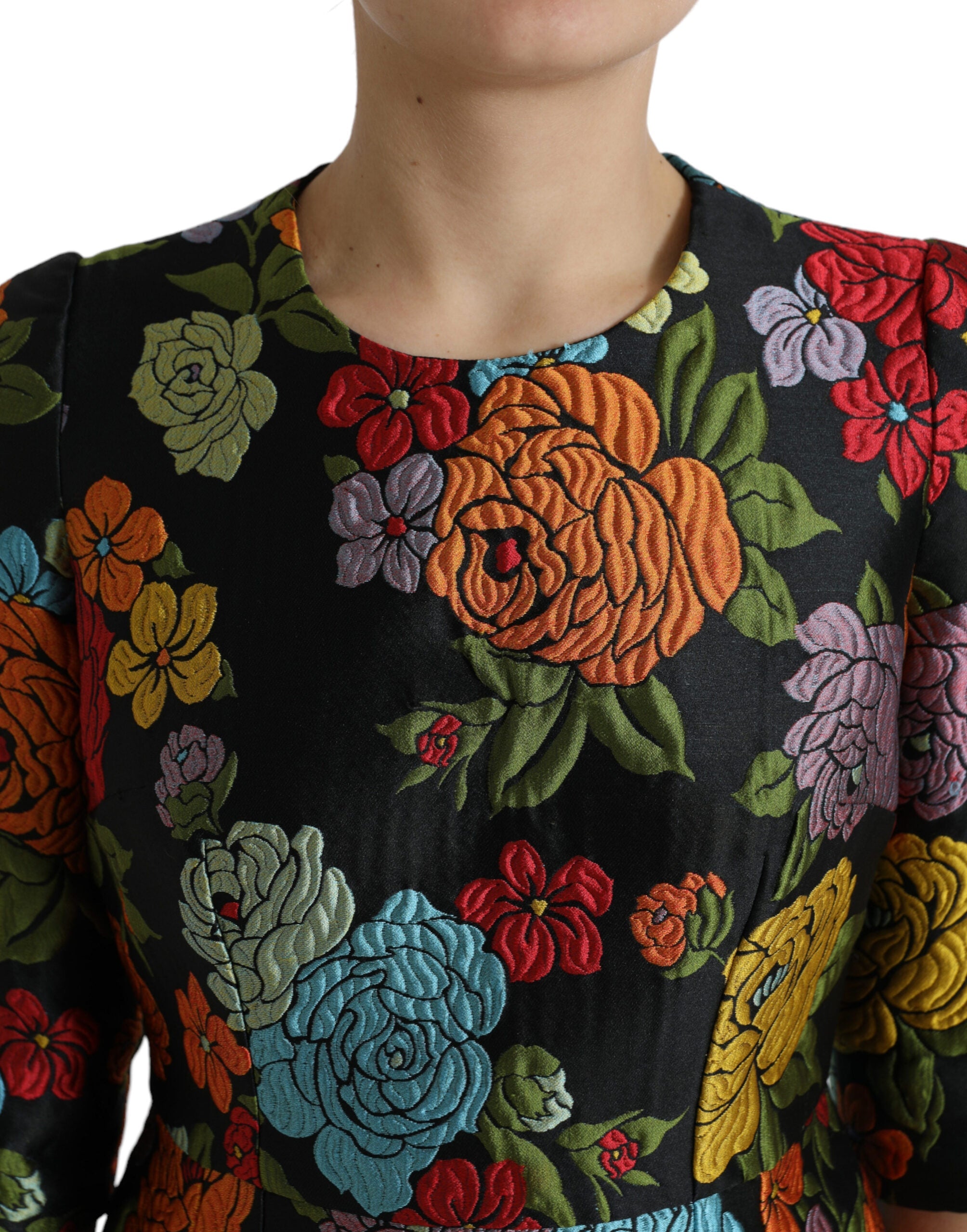 Dolce & Gabbana Elegant Floral Embroidered Pencil Dress LUNESCAPE