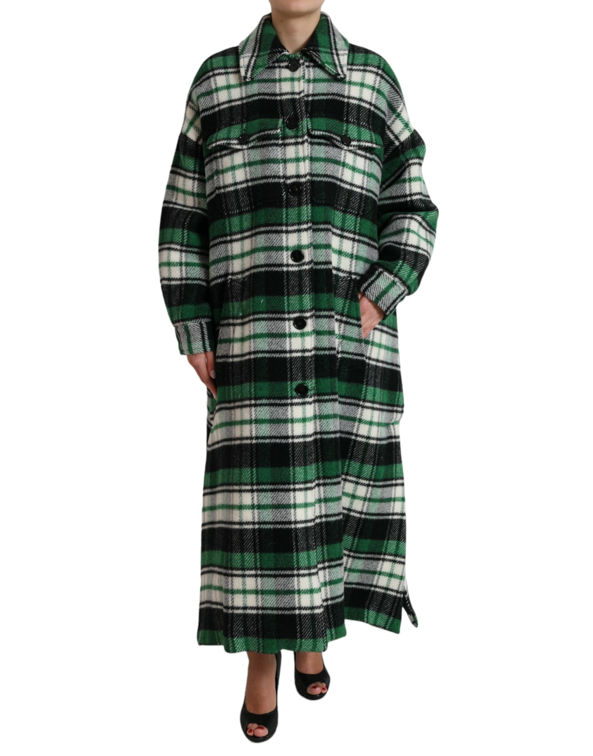 Dolce & Gabbana Green Plaid Long Sleeve Casual Coat Jacket LUNESCAPE