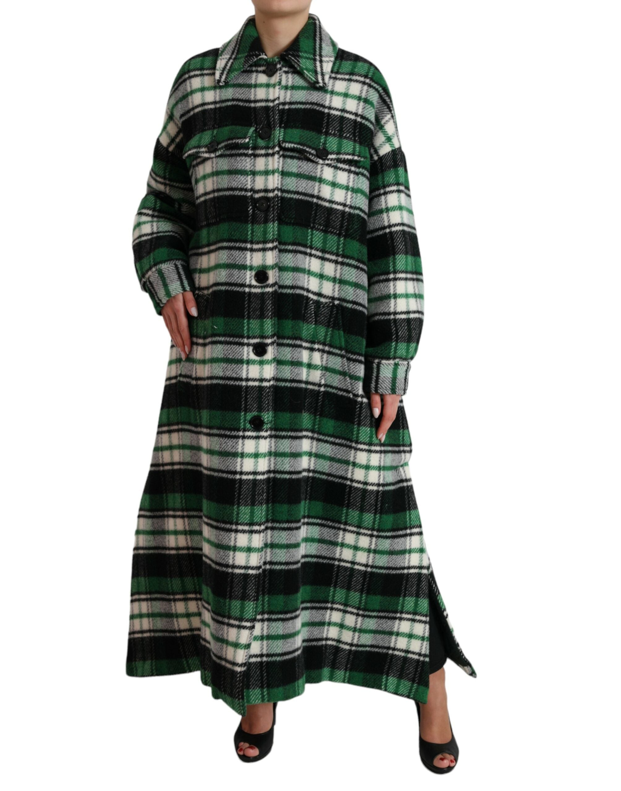 Dolce & Gabbana Green Plaid Long Sleeve Casual Coat Jacket LUNESCAPE