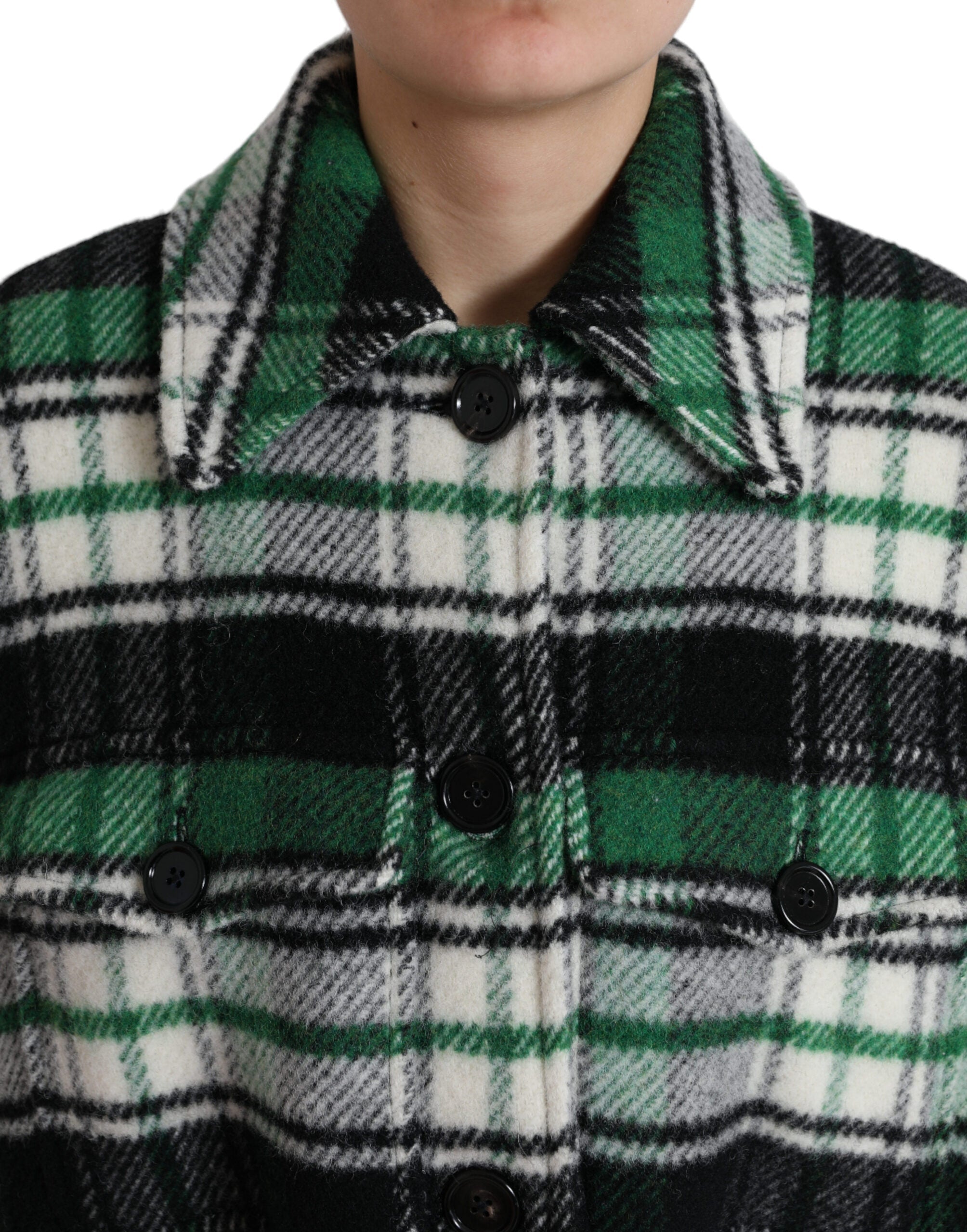 Dolce & Gabbana Green Plaid Long Sleeve Casual Coat Jacket LUNESCAPE