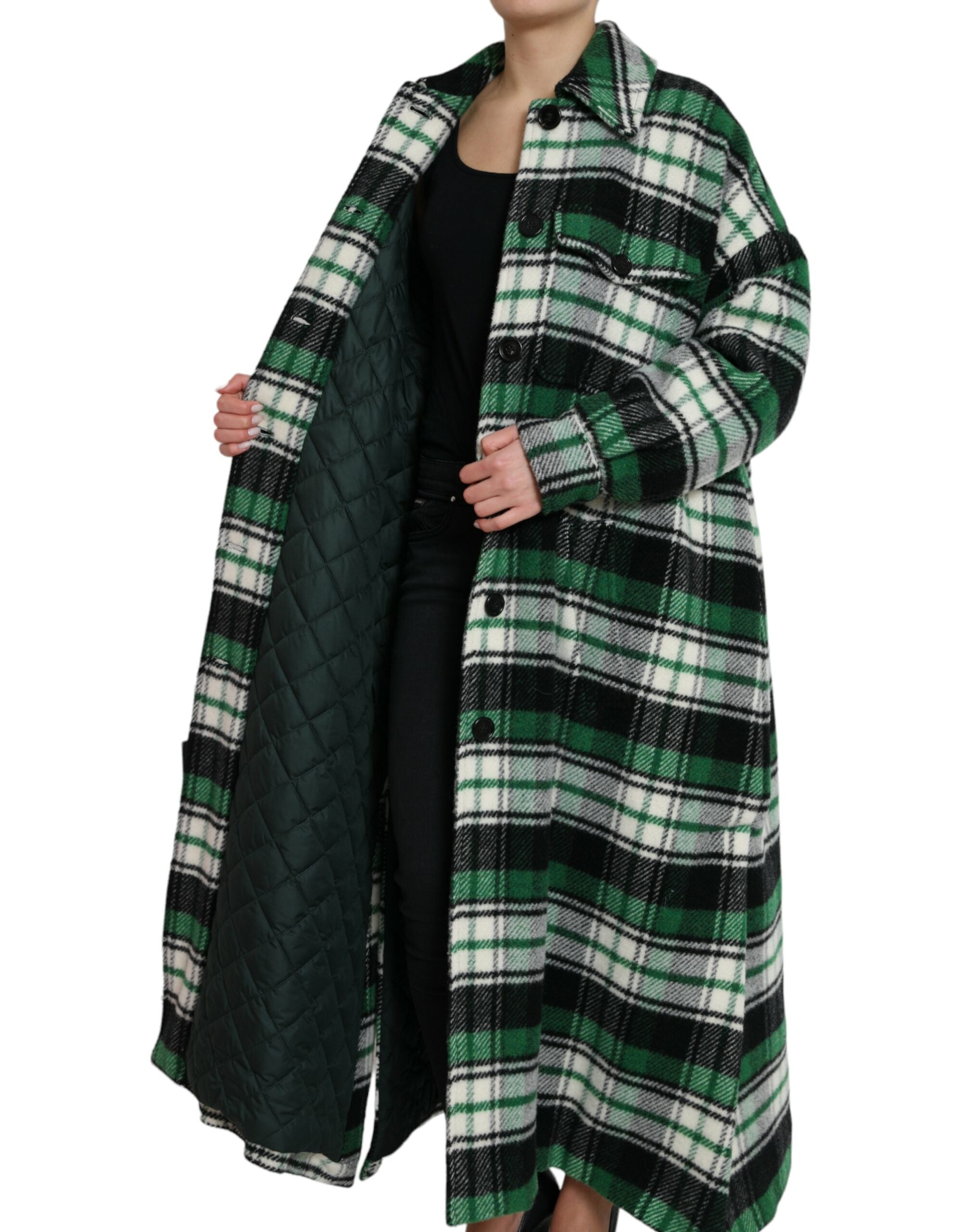 Dolce & Gabbana Green Plaid Long Sleeve Casual Coat Jacket LUNESCAPE