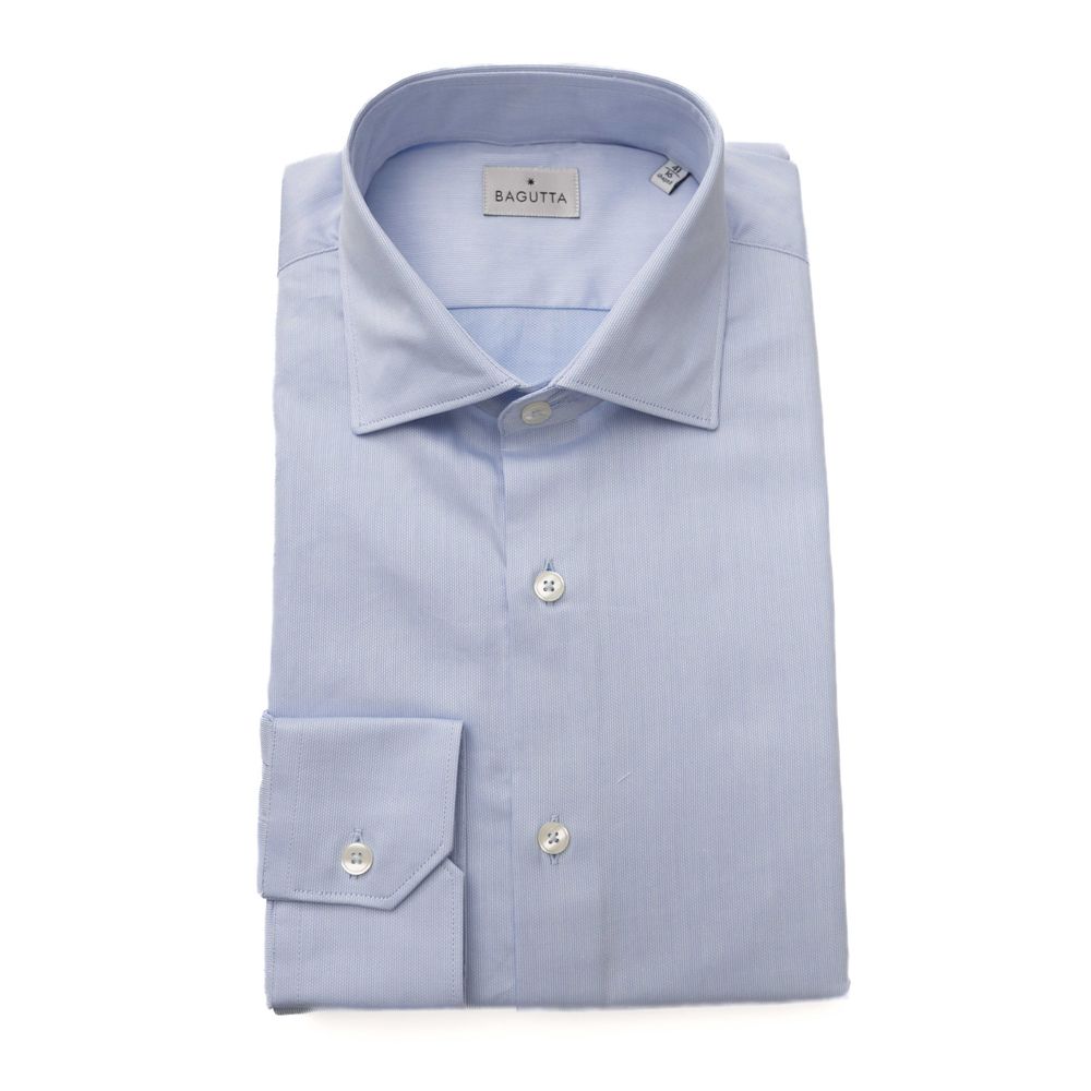 Bagutta Light Blue Cotton Men Shirt LUNESCAPE