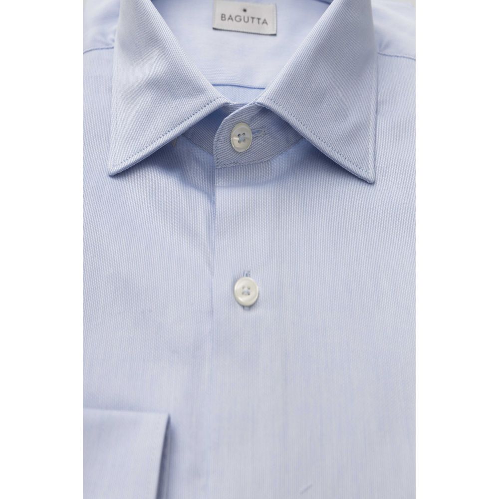 Bagutta Light Blue Cotton Men Shirt LUNESCAPE