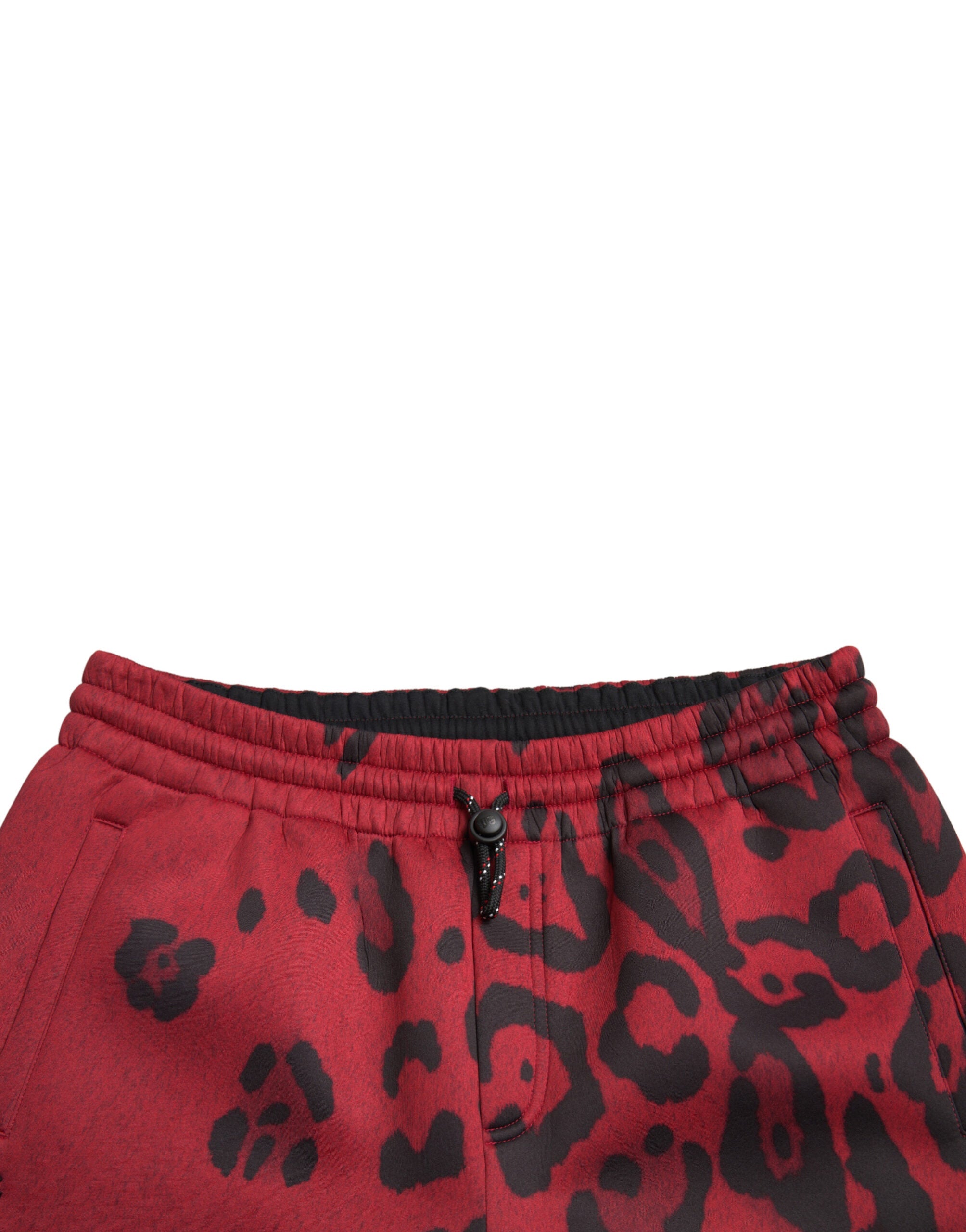 Dolce & Gabbana Red Black Leopard Stretch Jogger Pants LUNESCAPE