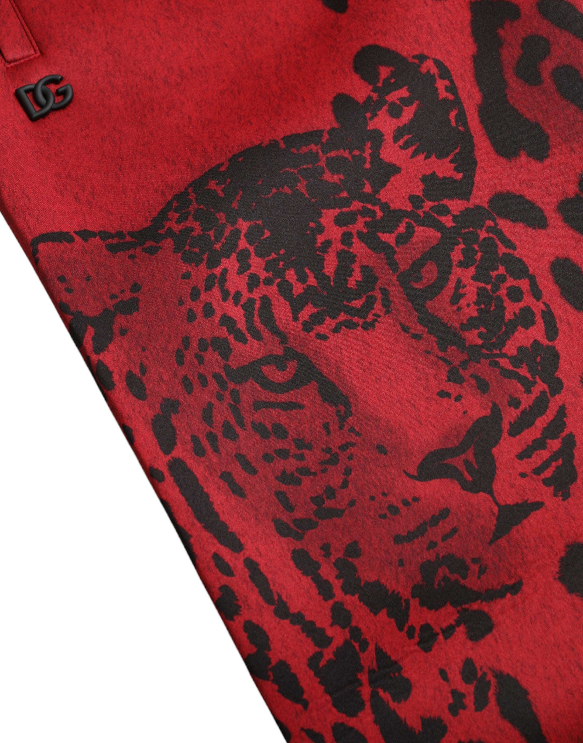 Dolce & Gabbana Red Black Leopard Stretch Jogger Pants LUNESCAPE