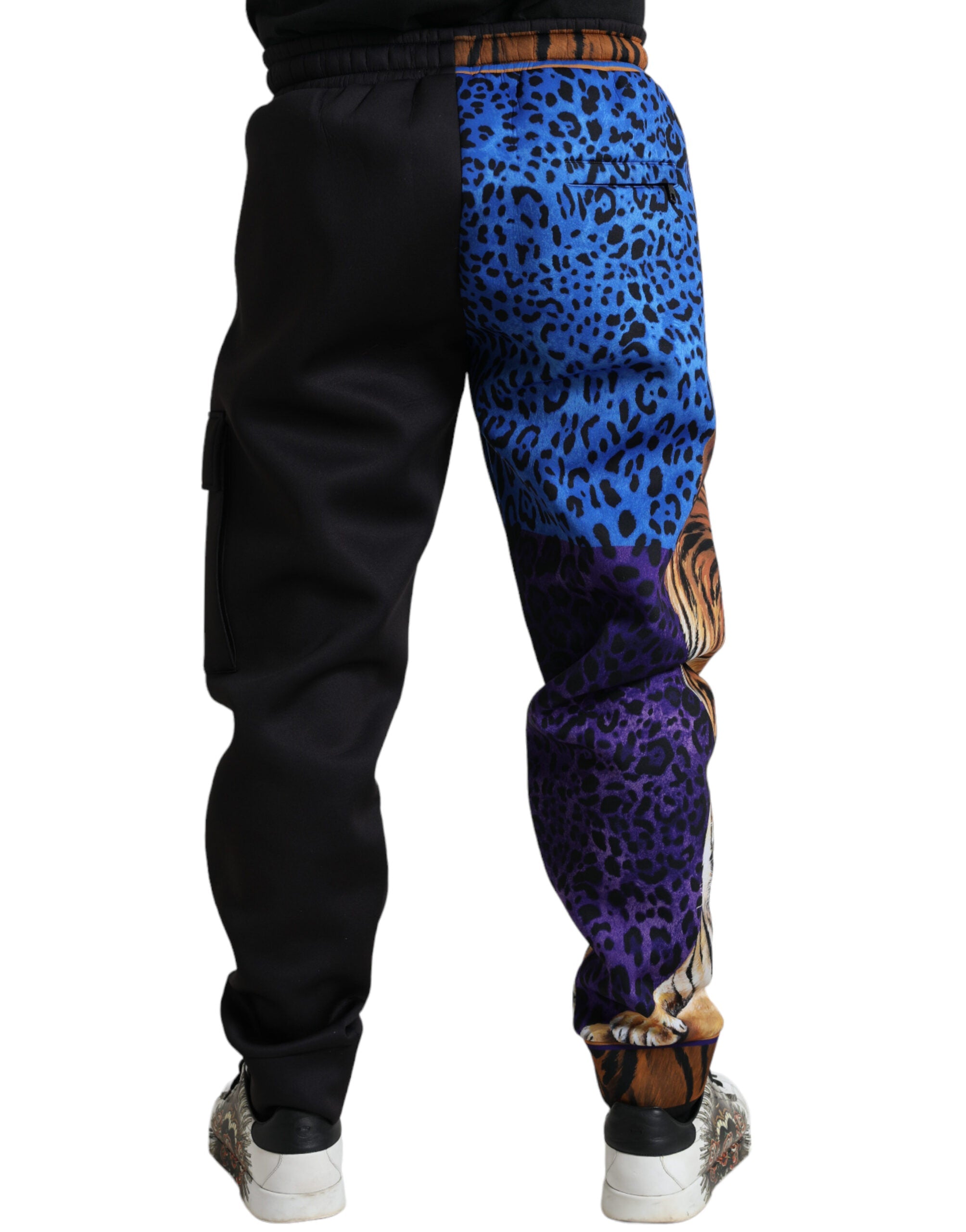 Dolce & Gabbana Black Tiger Print Cargo Jogger Pants LUNESCAPE
