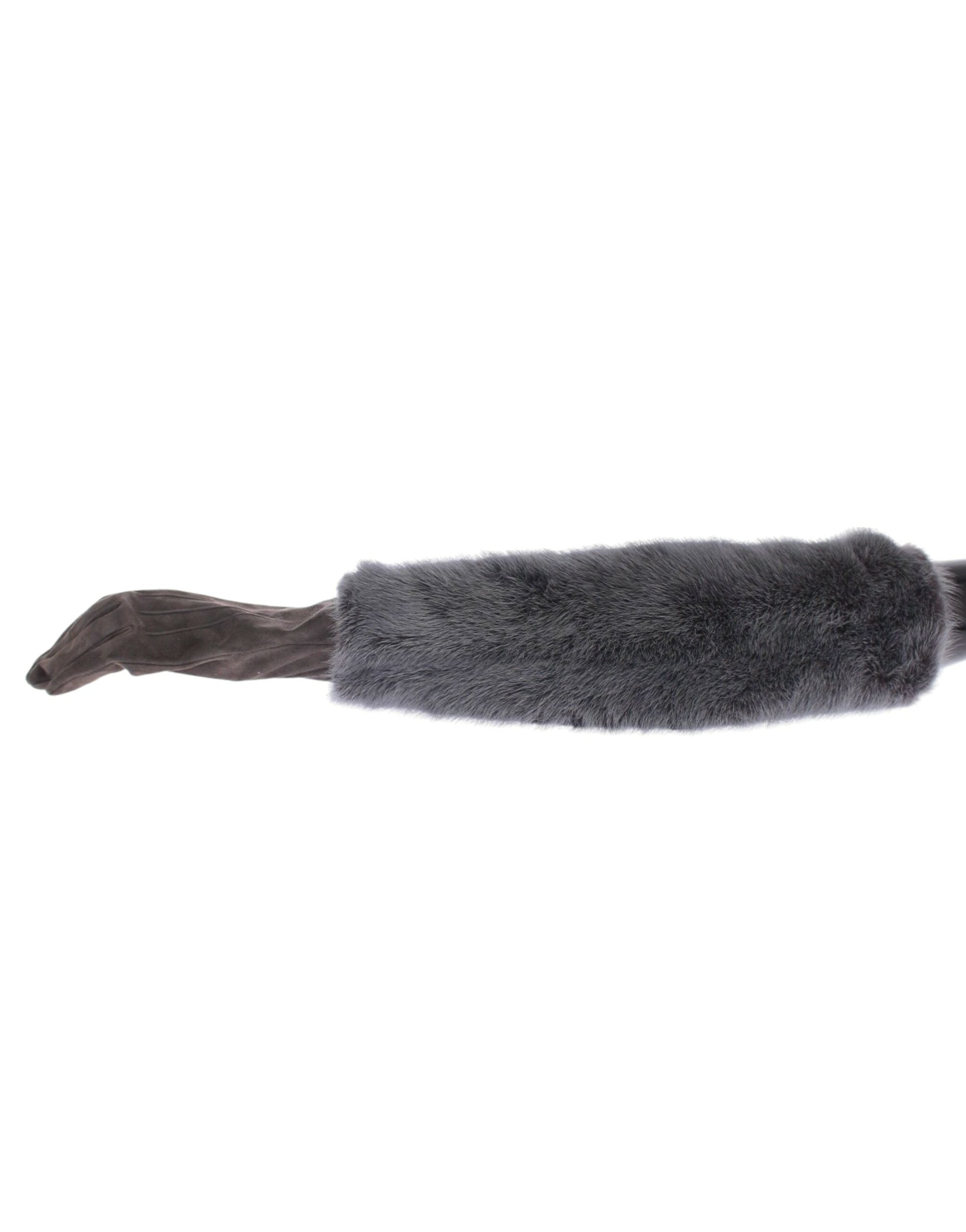 Dolce & Gabbana Gray Mink Fur Lambskin Suede Leather Gloves LUNESCAPE