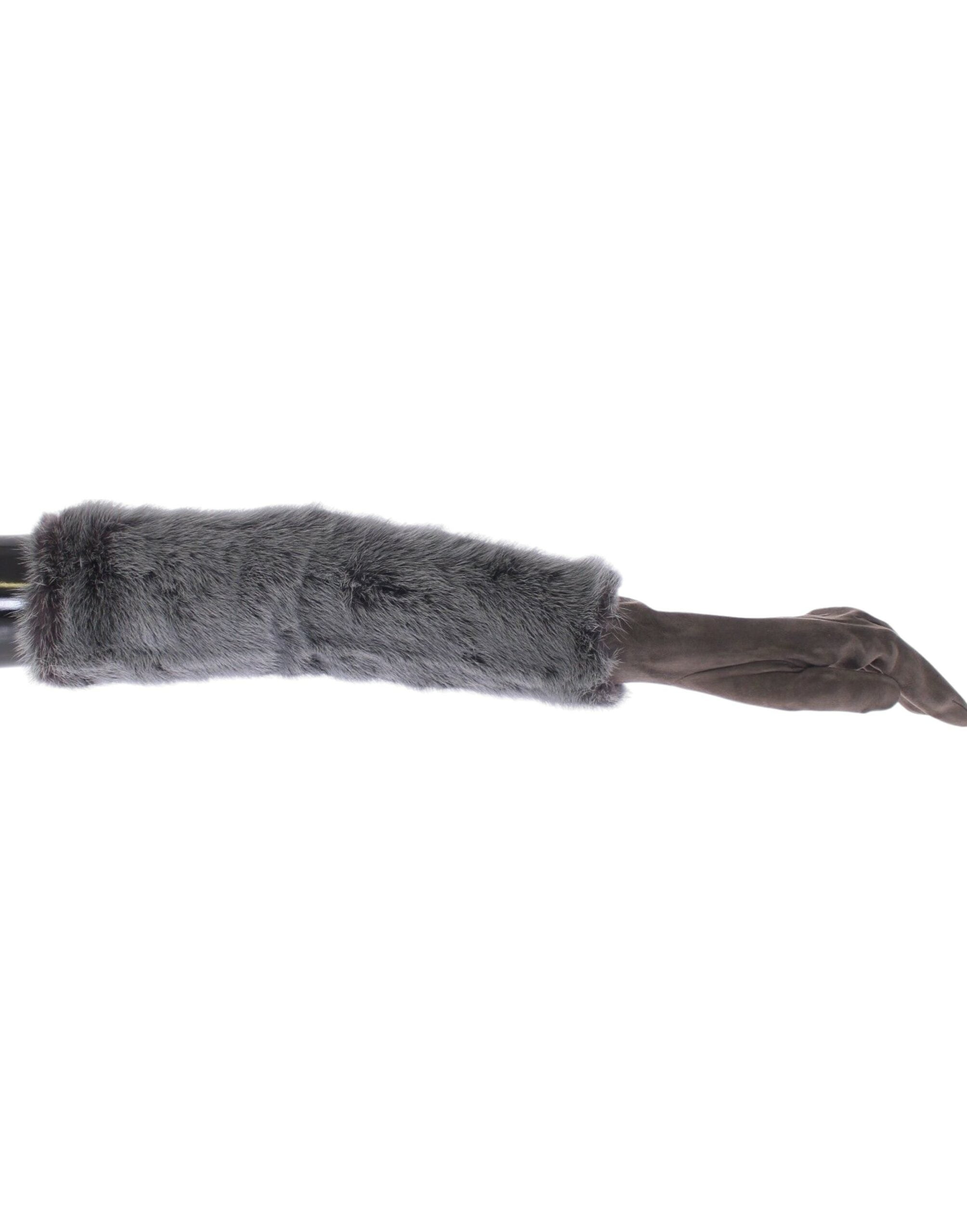 Dolce & Gabbana Gray Mink Fur Lambskin Suede Leather Gloves LUNESCAPE