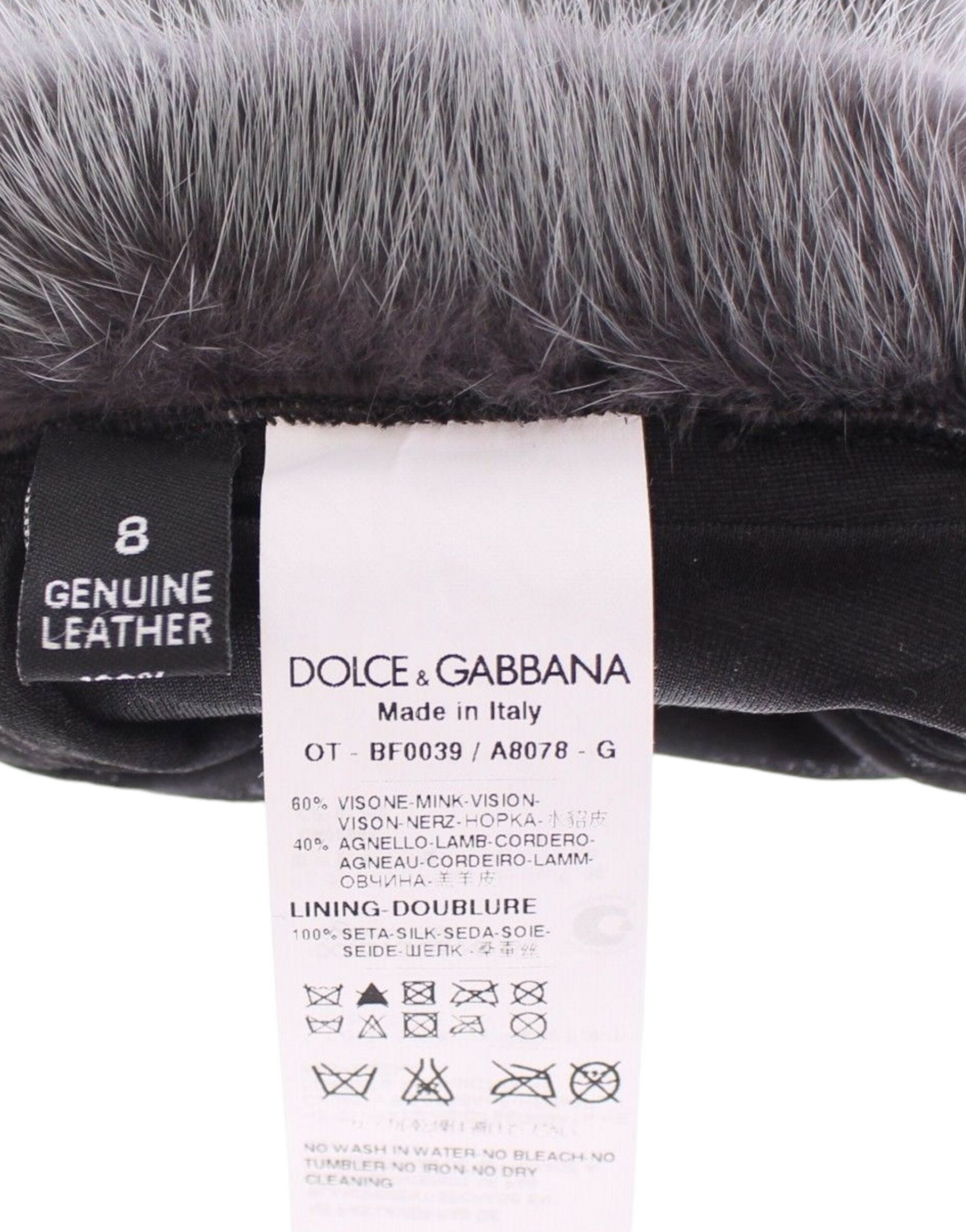 Dolce & Gabbana Gray Mink Fur Lambskin Suede Leather Gloves LUNESCAPE