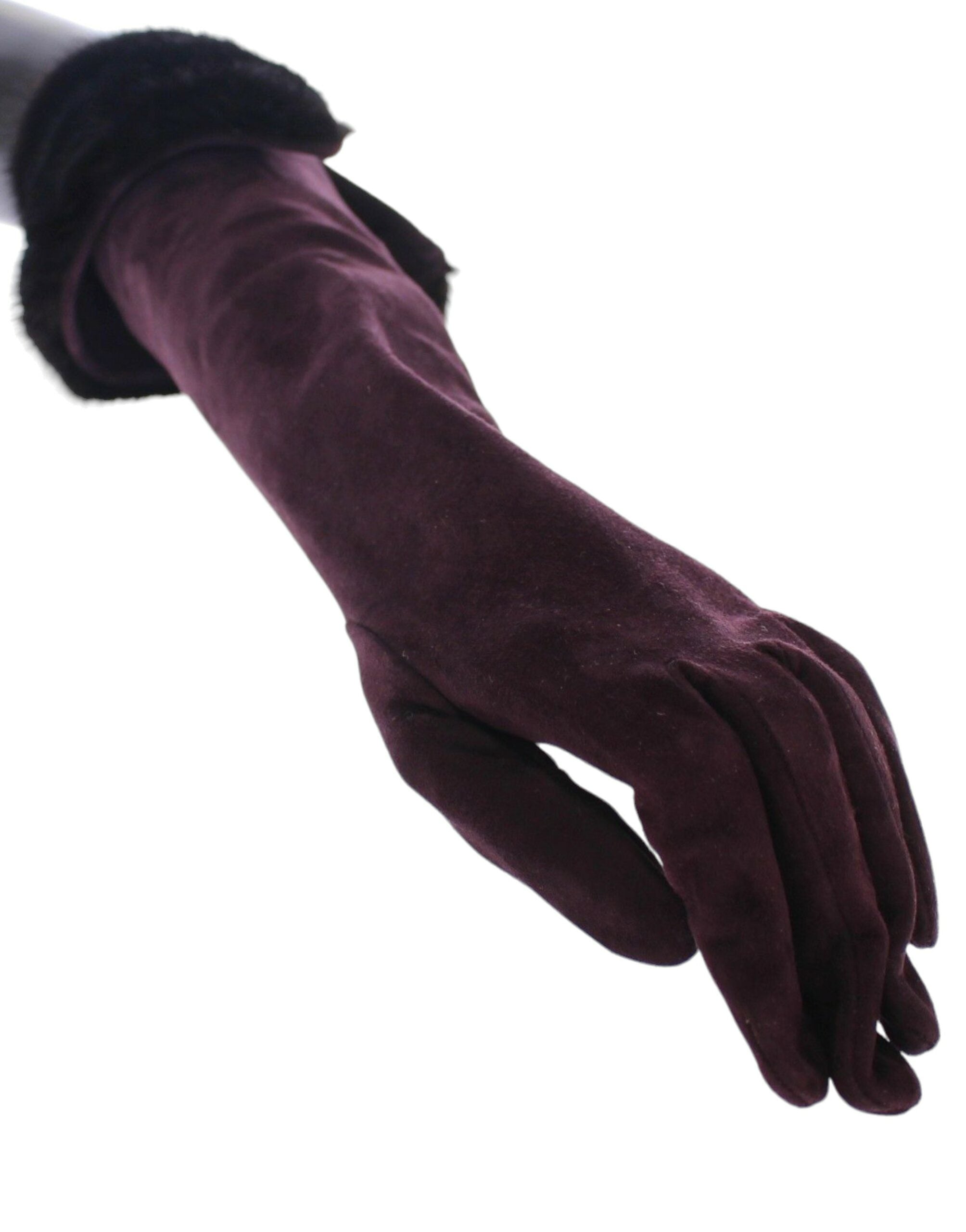 Dolce & Gabbana Purple Mink Fur Goatskin Suede Leather Gloves LUNESCAPE