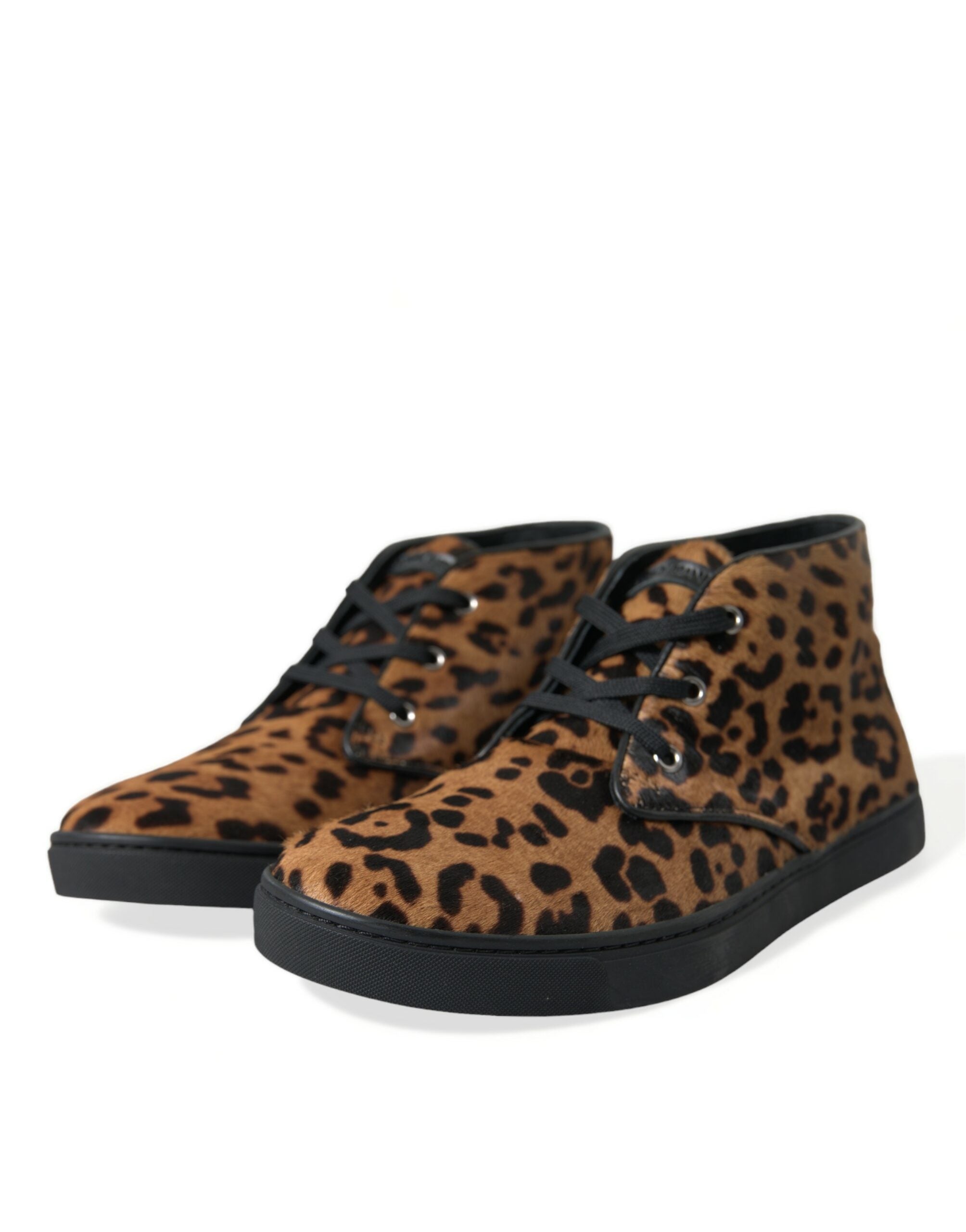 Dolce & Gabbana Brown Leopard Pony Hair Leather Sneakers Shoes LUNESCAPE