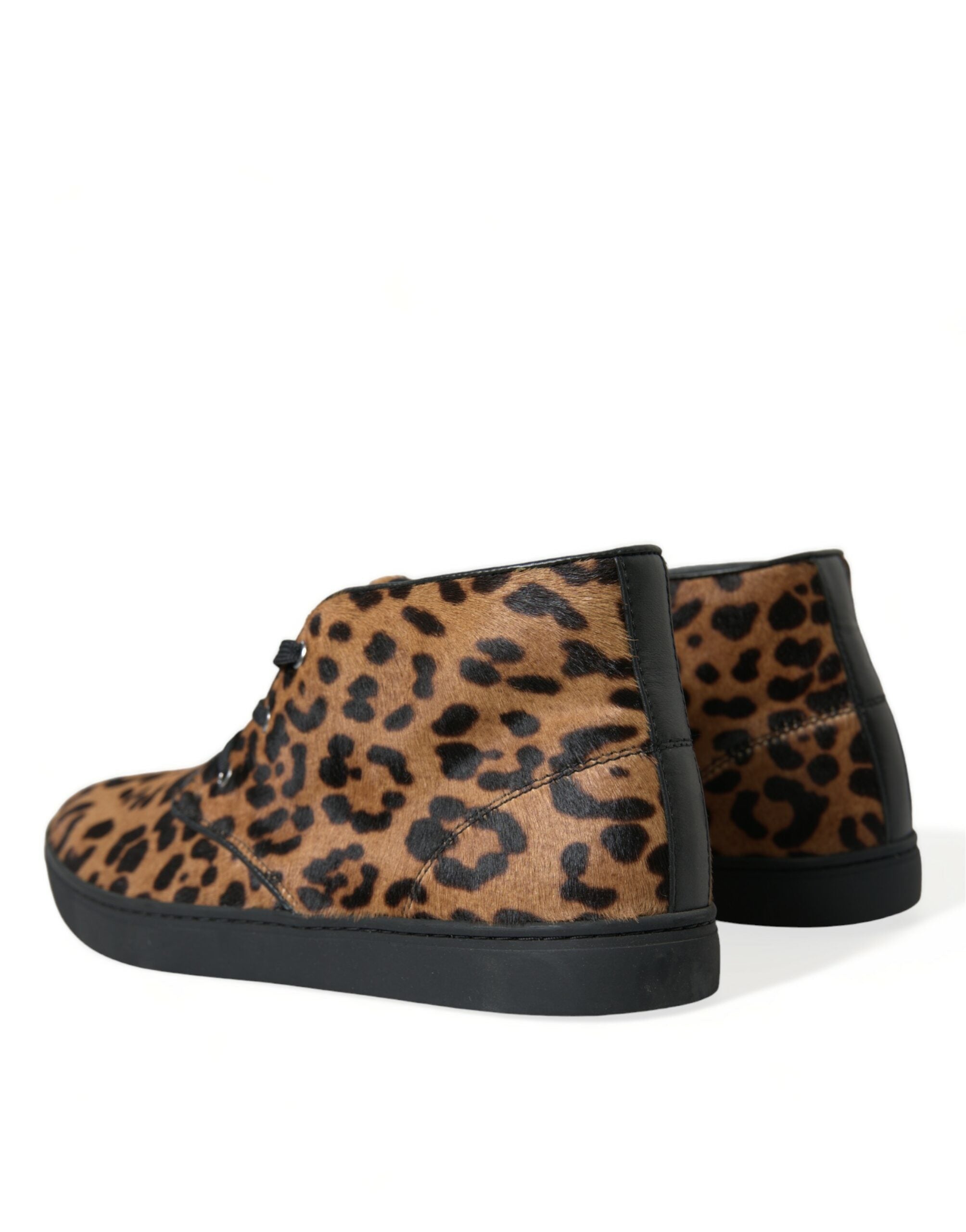 Dolce & Gabbana Brown Leopard Pony Hair Leather Sneakers Shoes LUNESCAPE