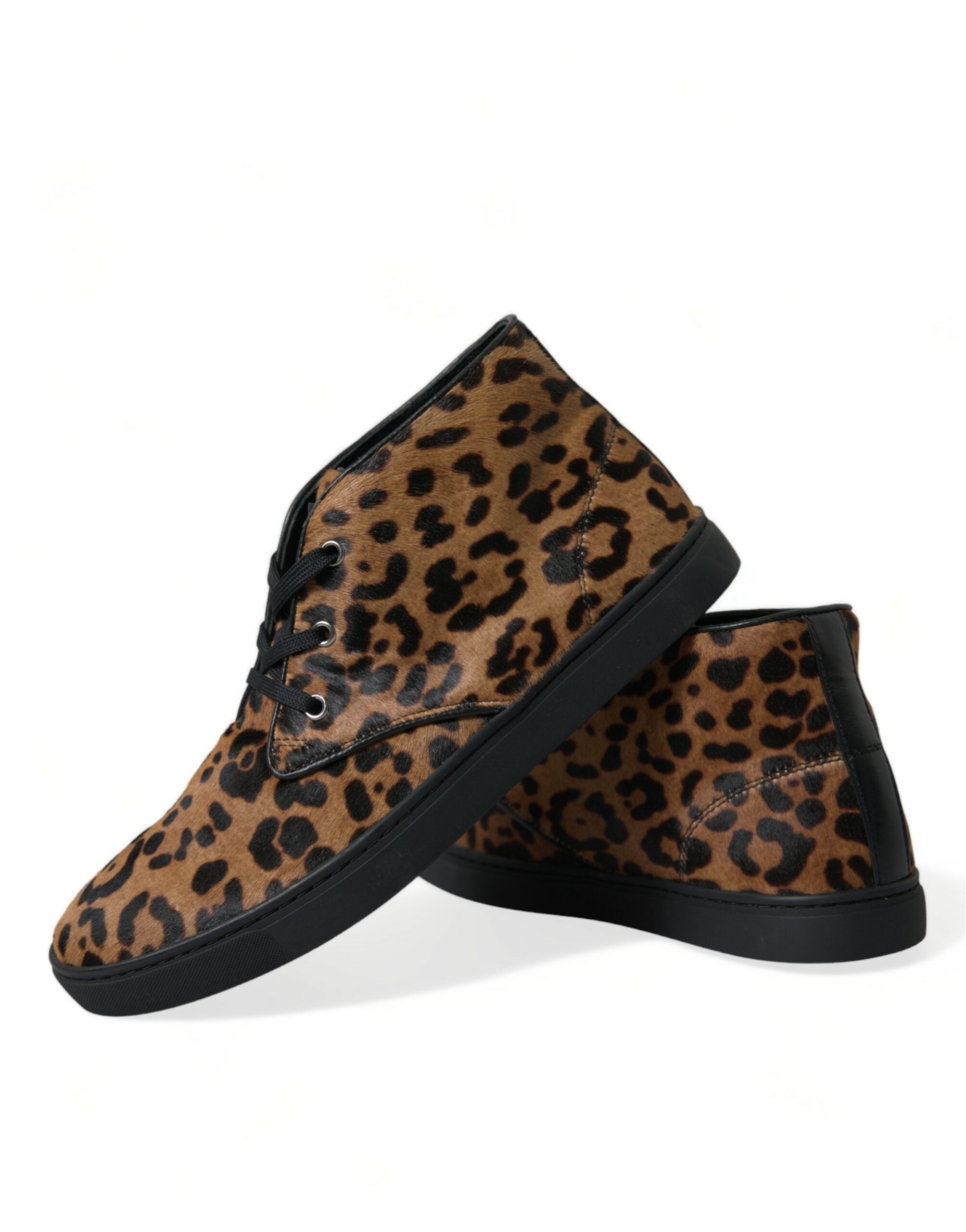 Dolce & Gabbana Brown Leopard Pony Hair Leather Sneakers Shoes LUNESCAPE