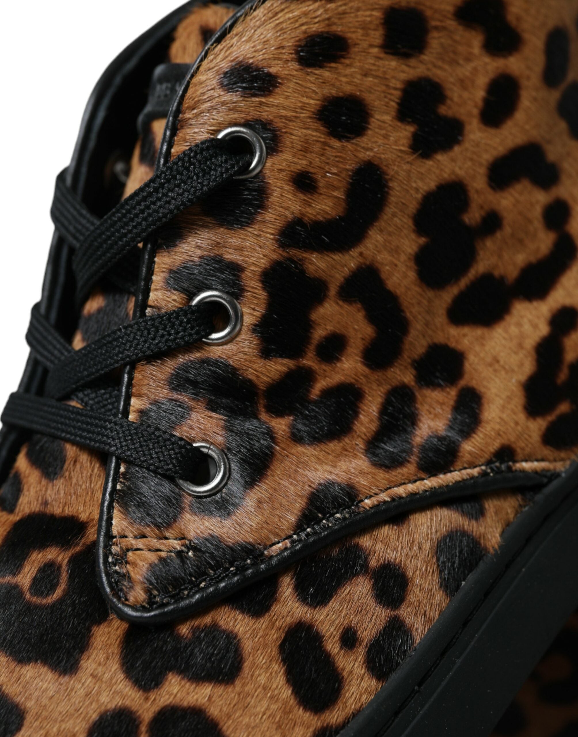 Dolce & Gabbana Brown Leopard Pony Hair Leather Sneakers Shoes LUNESCAPE