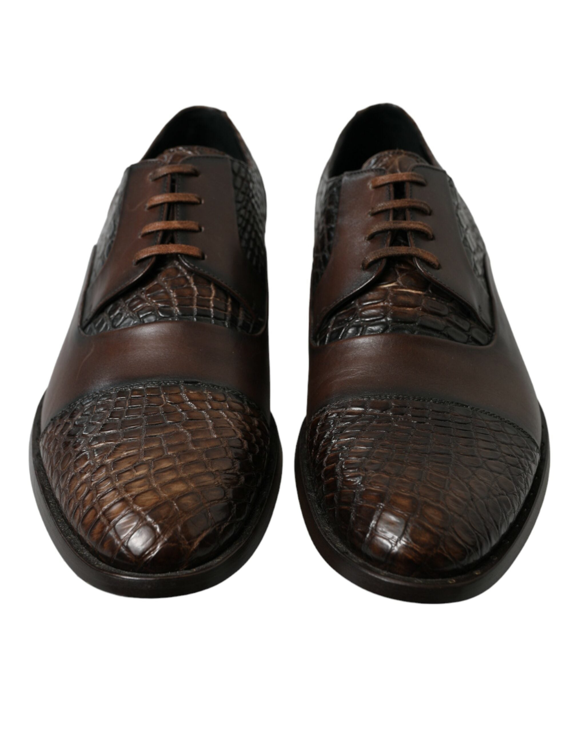 Dolce & Gabbana Brown Exotic Leather Lace Up Oxford Dress Shoes LUNESCAPE