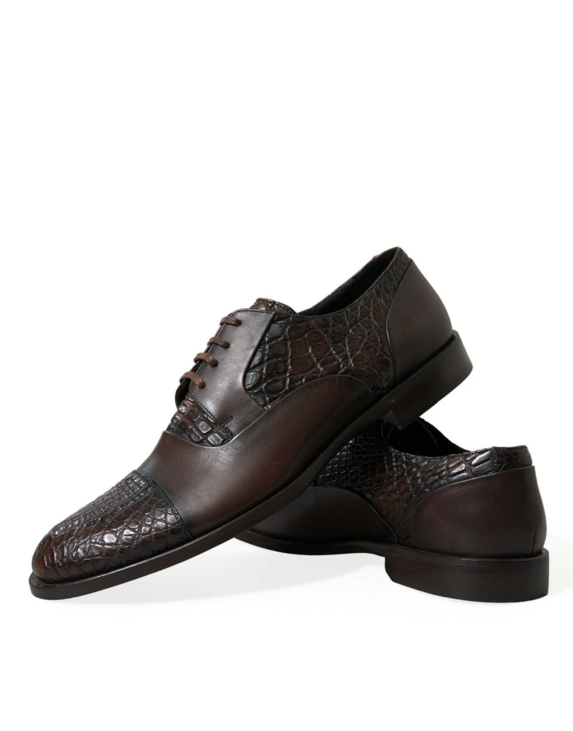 Dolce & Gabbana Brown Exotic Leather Lace Up Oxford Dress Shoes LUNESCAPE