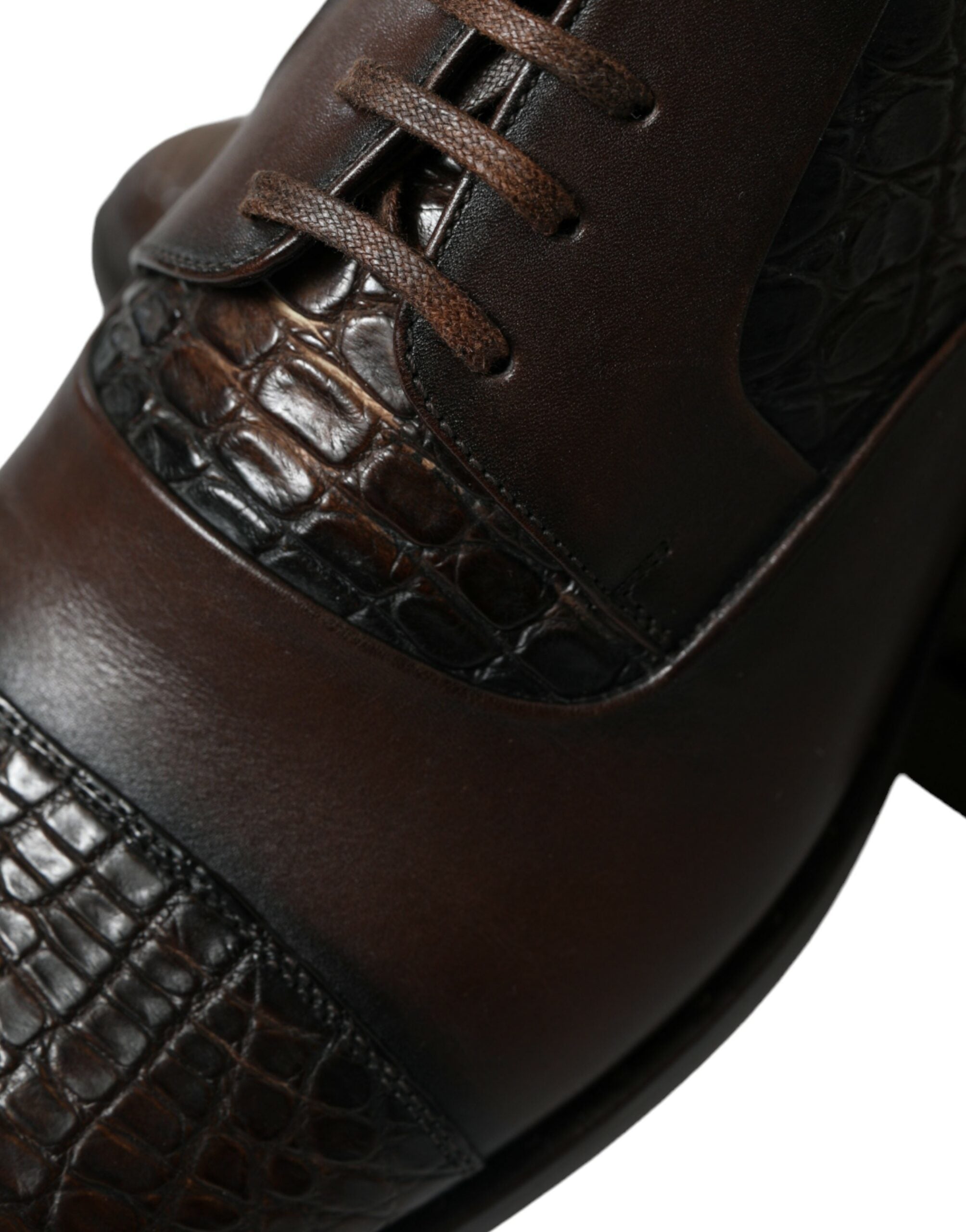 Dolce & Gabbana Brown Exotic Leather Lace Up Oxford Dress Shoes LUNESCAPE