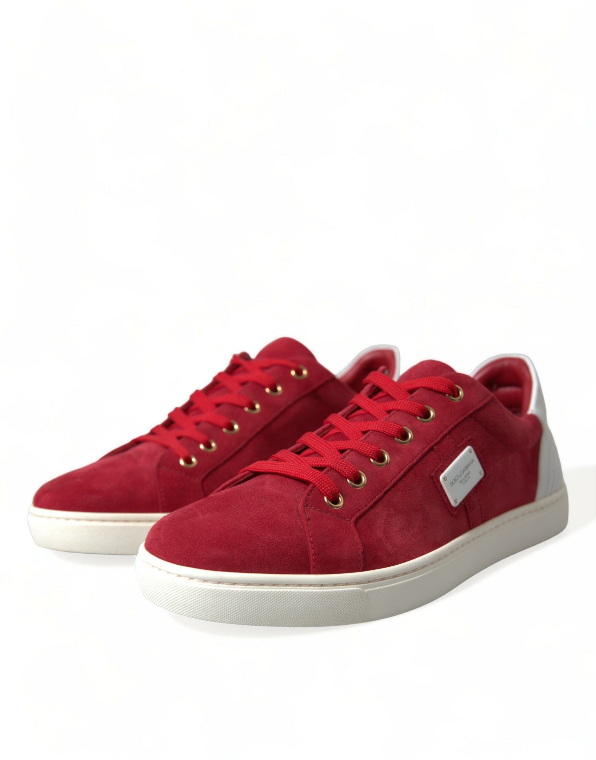 Dolce & Gabbana Red Suede Leather Men Low Top Sneakers Shoes LUNESCAPE