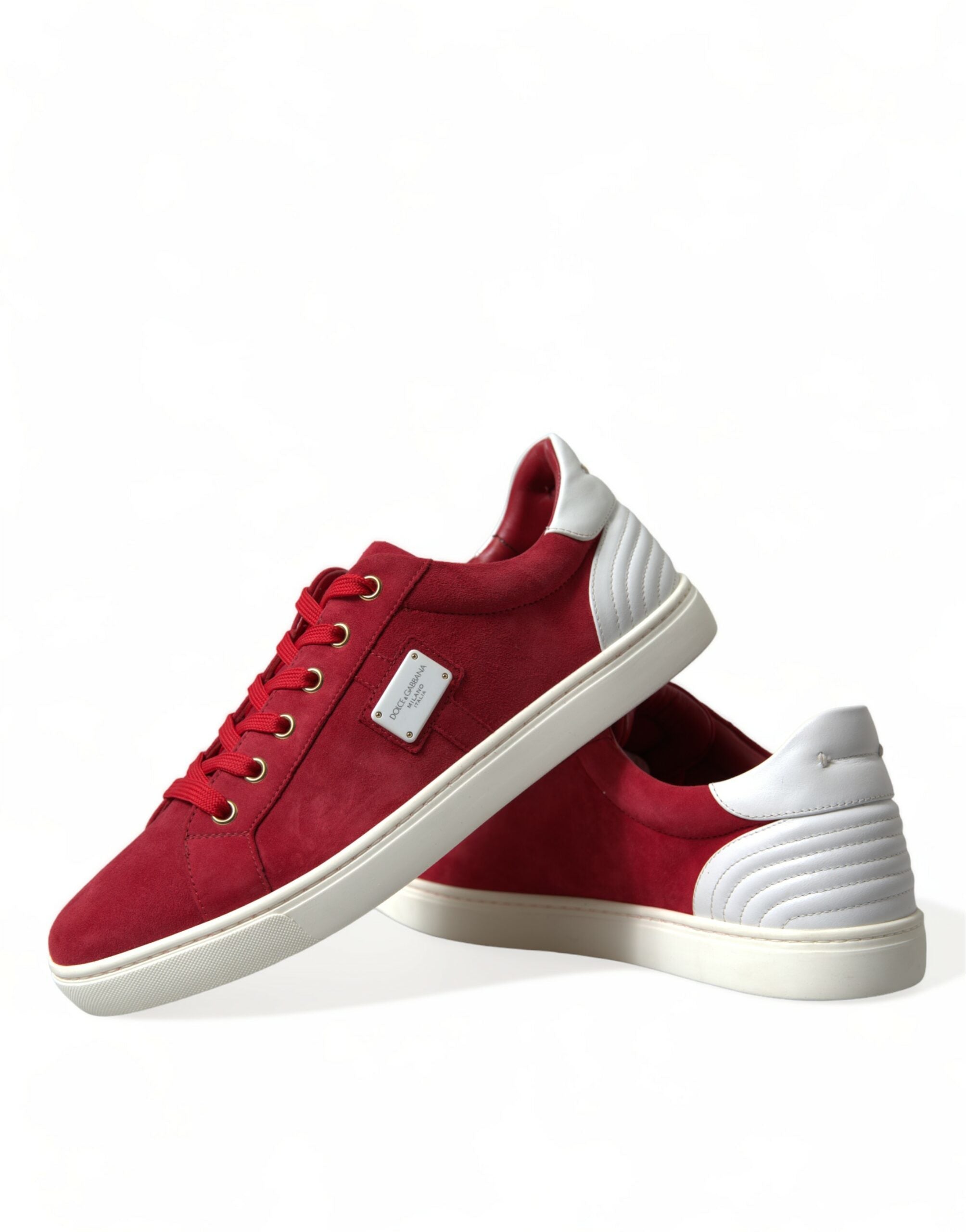 Dolce & Gabbana Red Suede Leather Men Low Top Sneakers Shoes LUNESCAPE