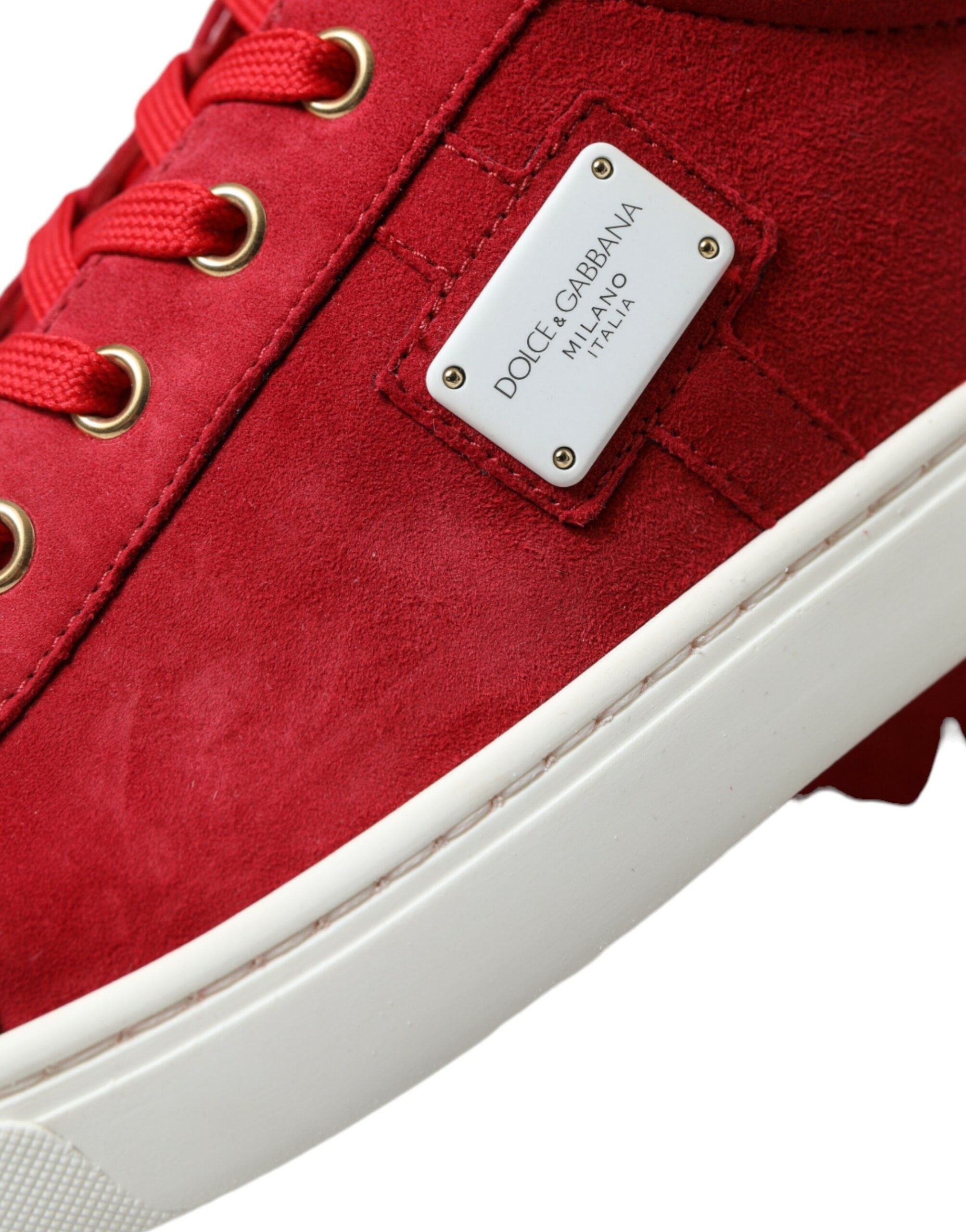 Dolce & Gabbana Red Suede Leather Men Low Top Sneakers Shoes LUNESCAPE