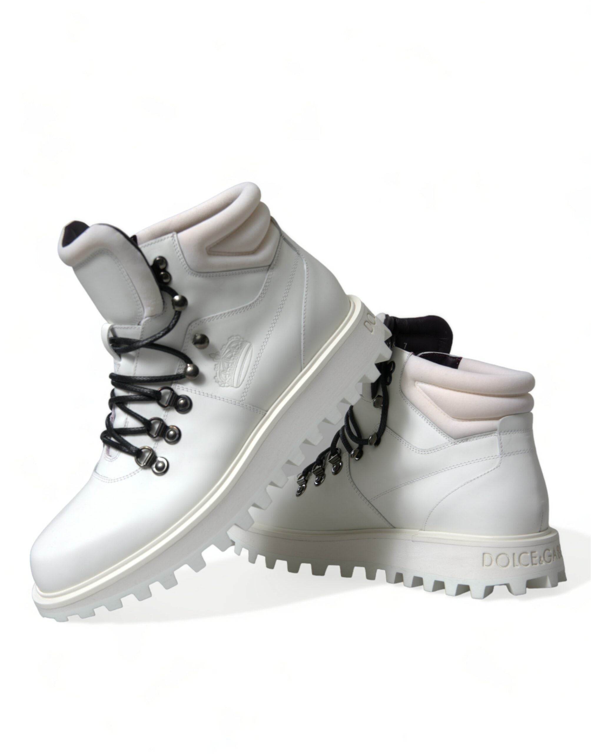 Dolce & Gabbana White Vulcano Trekking Ankle Boots Shoes LUNESCAPE