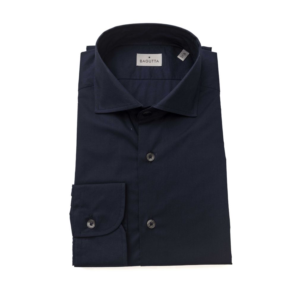Bagutta Blue Cotton Men Slim Shirt LUNESCAPE
