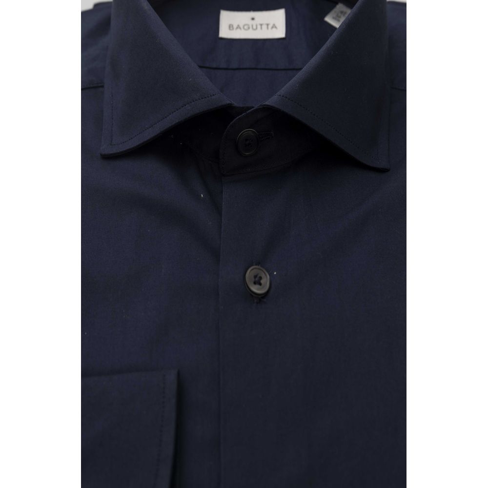 Bagutta Blue Cotton Men Slim Shirt LUNESCAPE