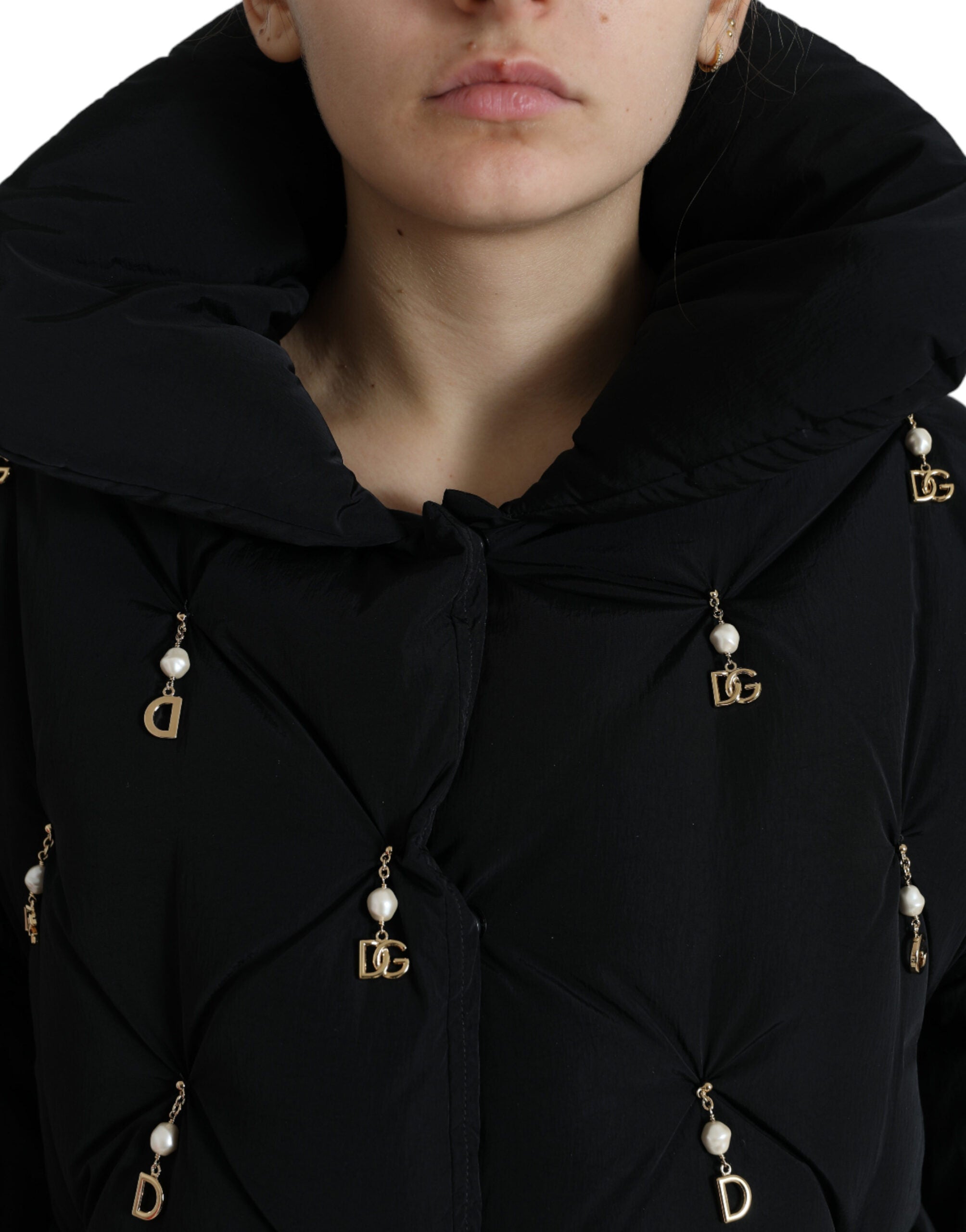 Dolce & Gabbana Black Embellished Quilted Shell Bomber Jacket LUNESCAPE