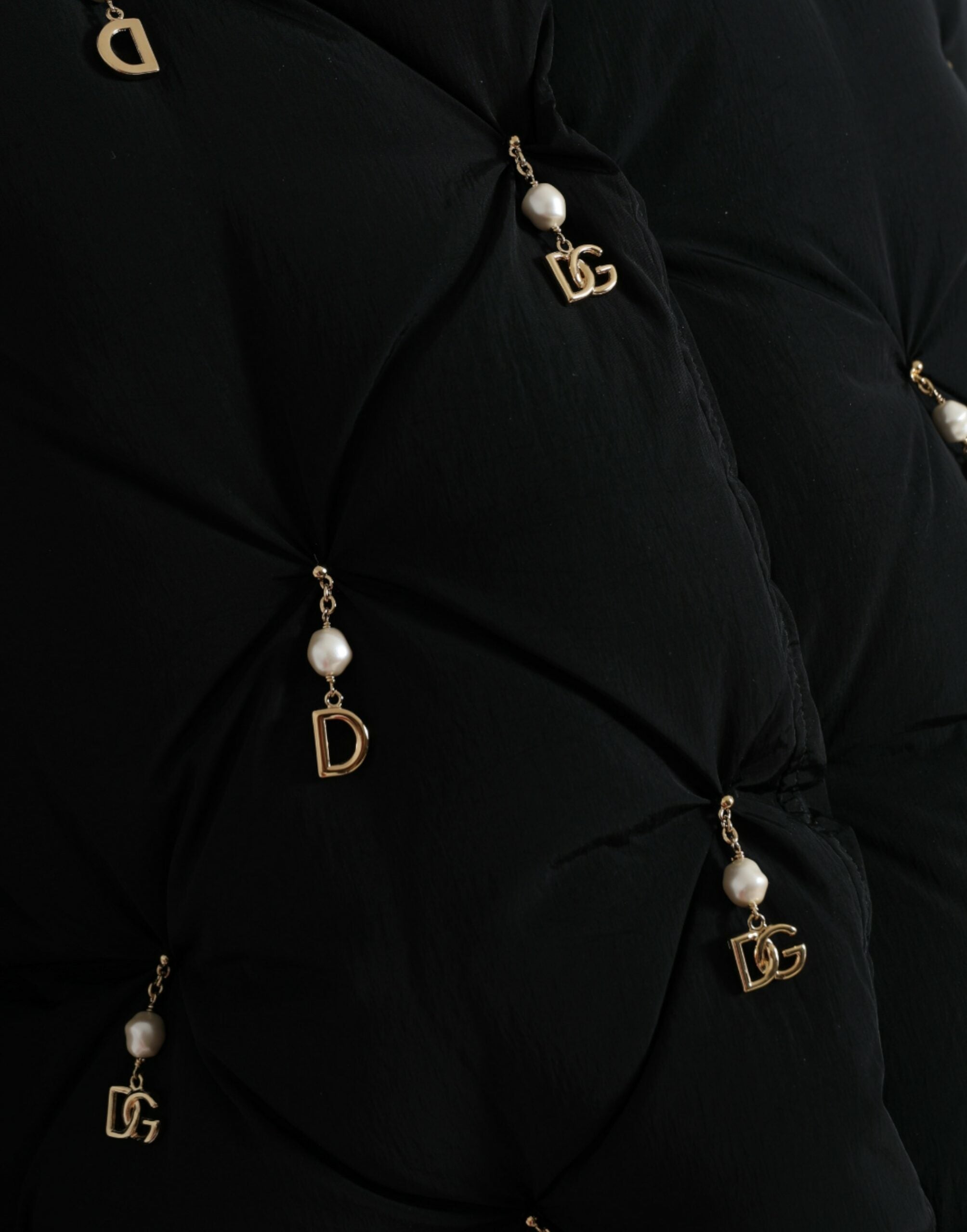 Dolce & Gabbana Black Embellished Quilted Shell Bomber Jacket LUNESCAPE