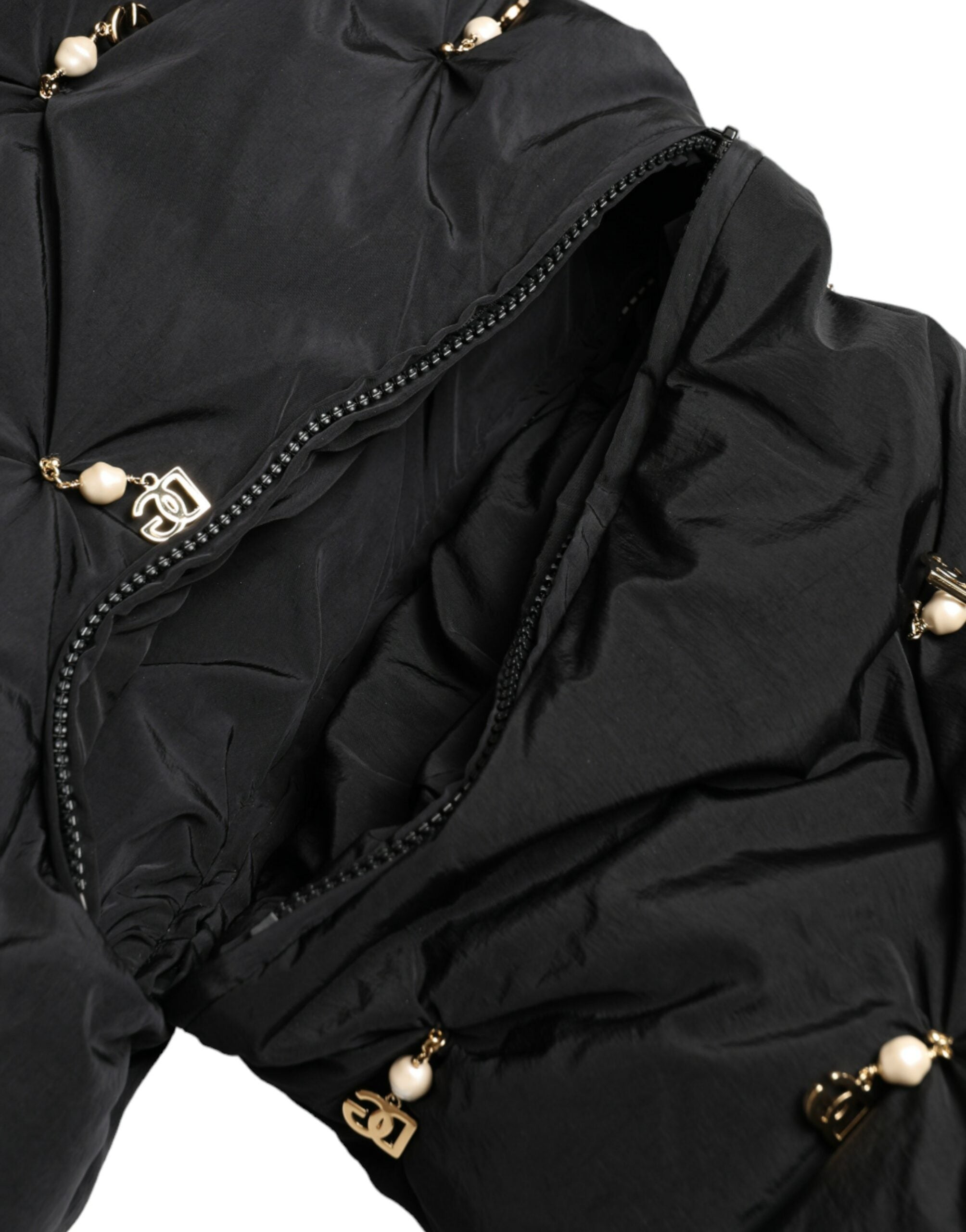 Dolce & Gabbana Black Embellished Quilted Shell Bomber Jacket LUNESCAPE