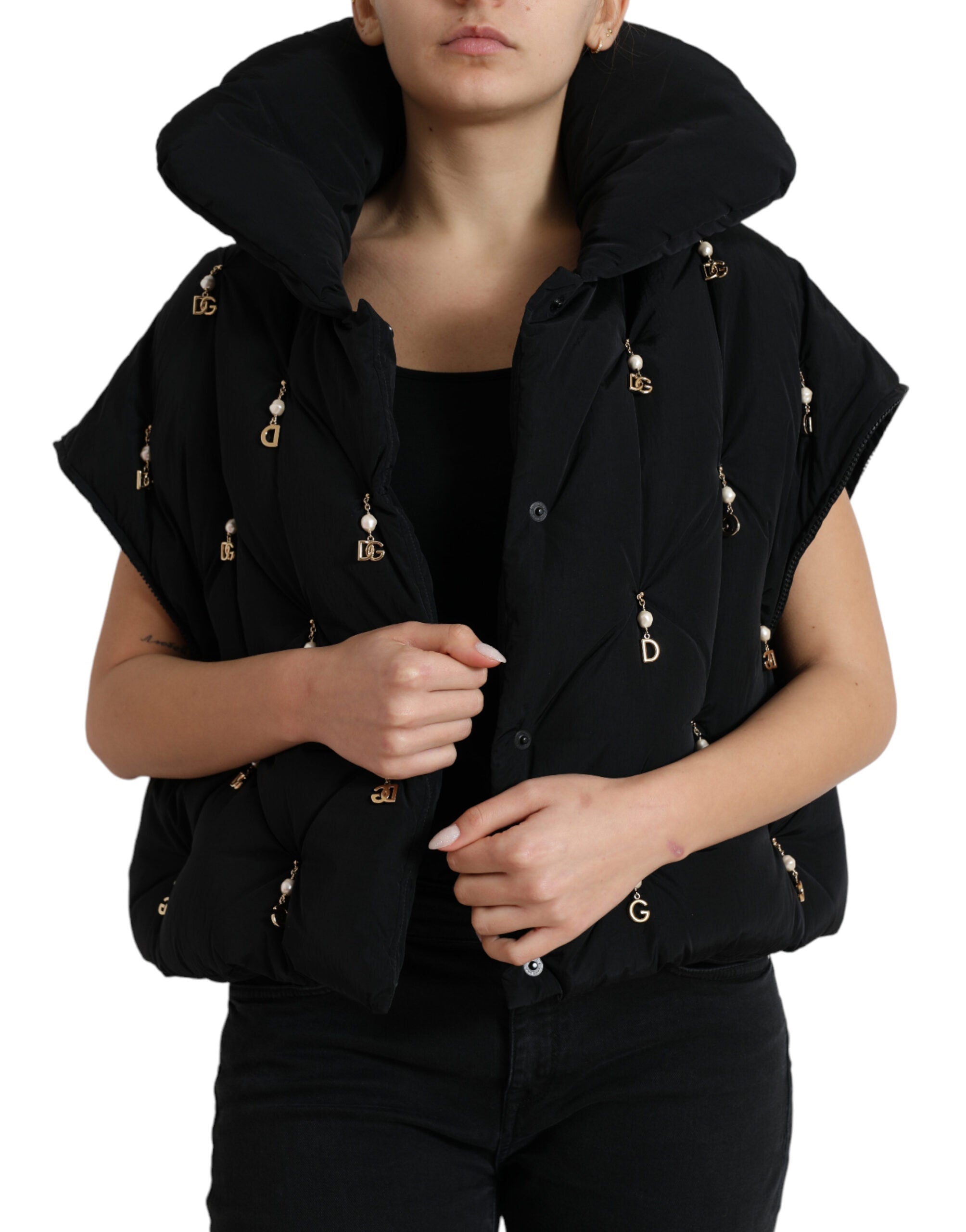 Dolce & Gabbana Black Embellished Quilted Shell Bomber Jacket LUNESCAPE