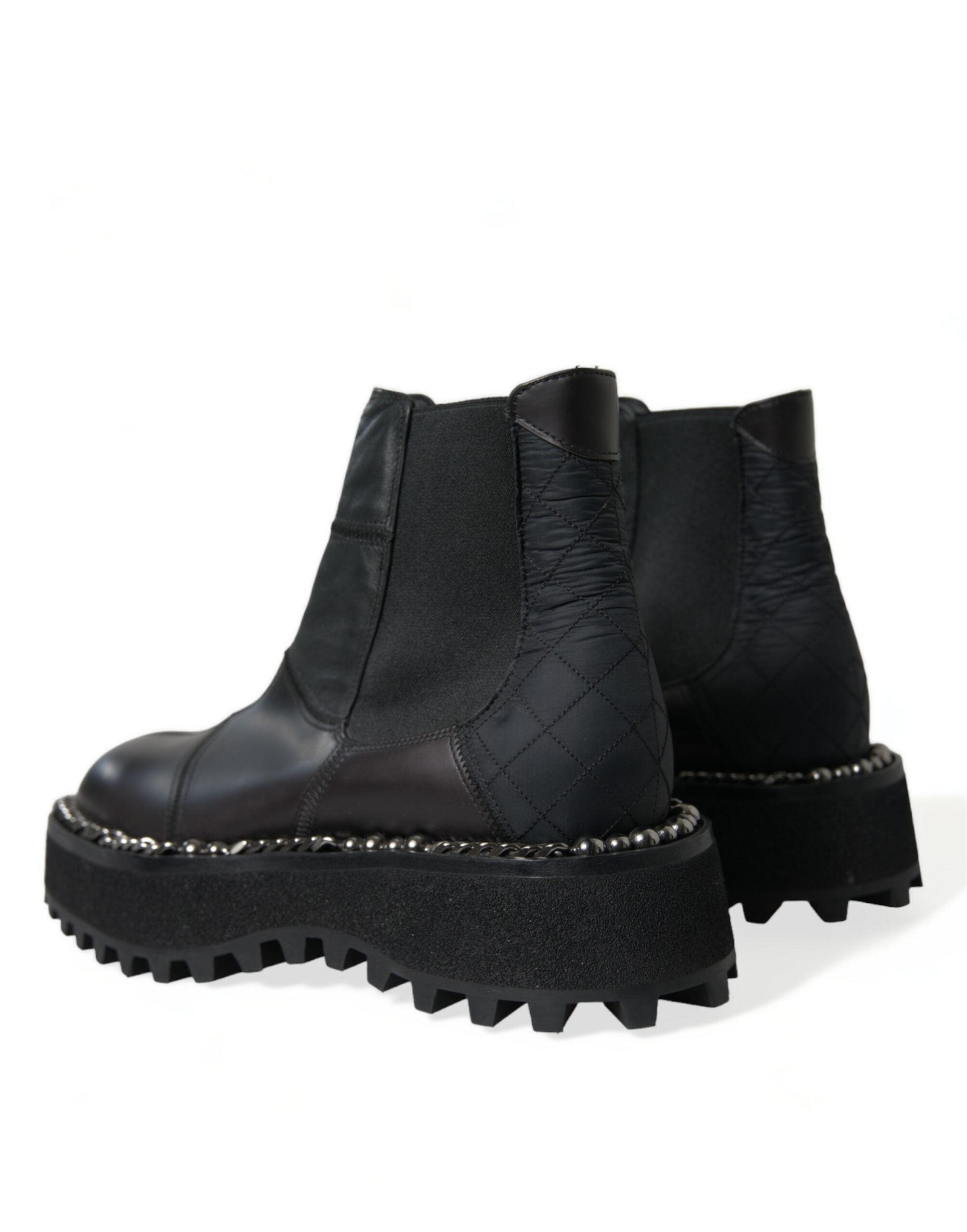 Dolce & Gabbana Black Leather Slip On Stretch Chelsea Boots Shoes LUNESCAPE