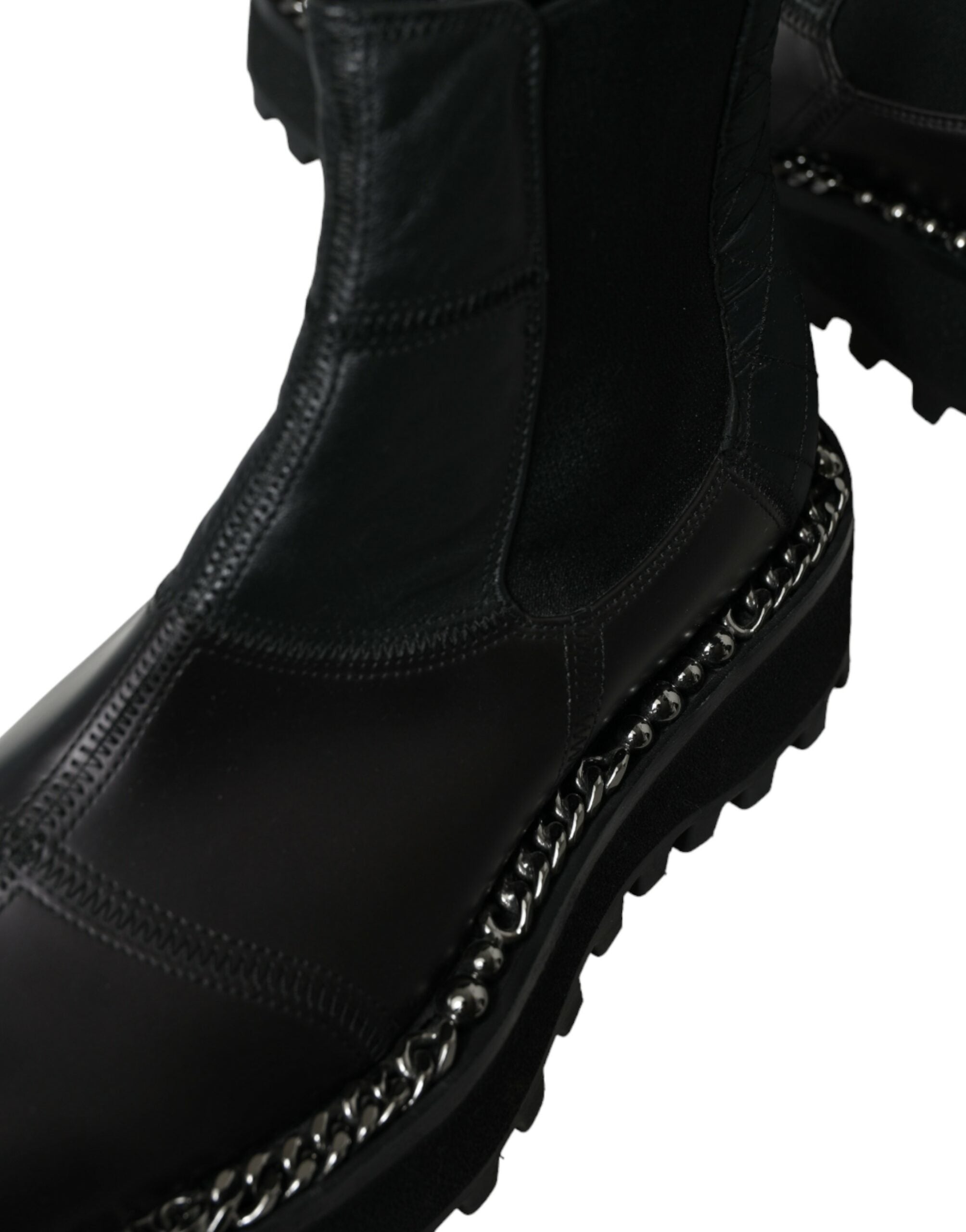 Dolce & Gabbana Black Leather Slip On Stretch Chelsea Boots Shoes LUNESCAPE