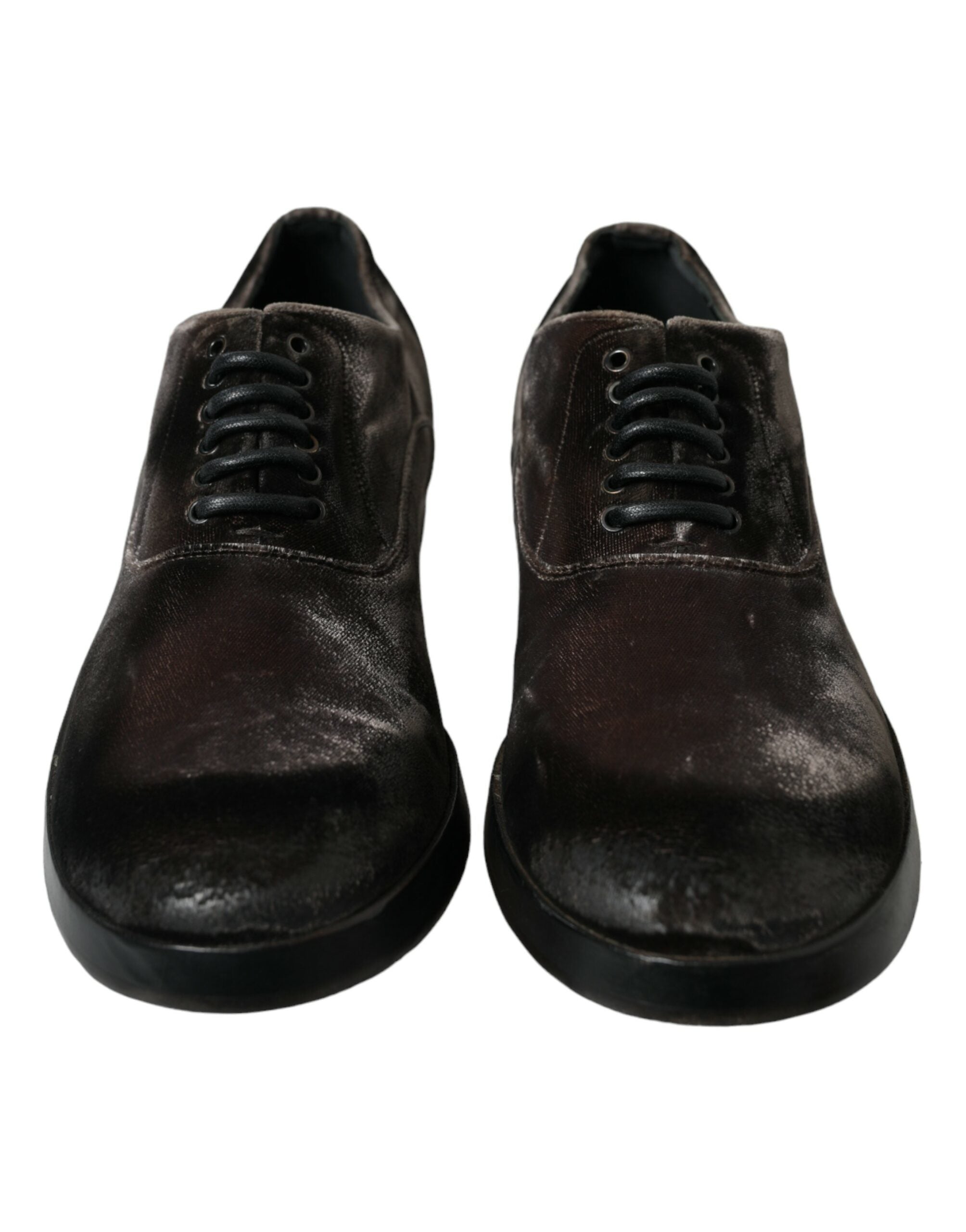 Dolce & Gabbana Brown Velvet Men Lace Up Oxford Dress Shoes LUNESCAPE