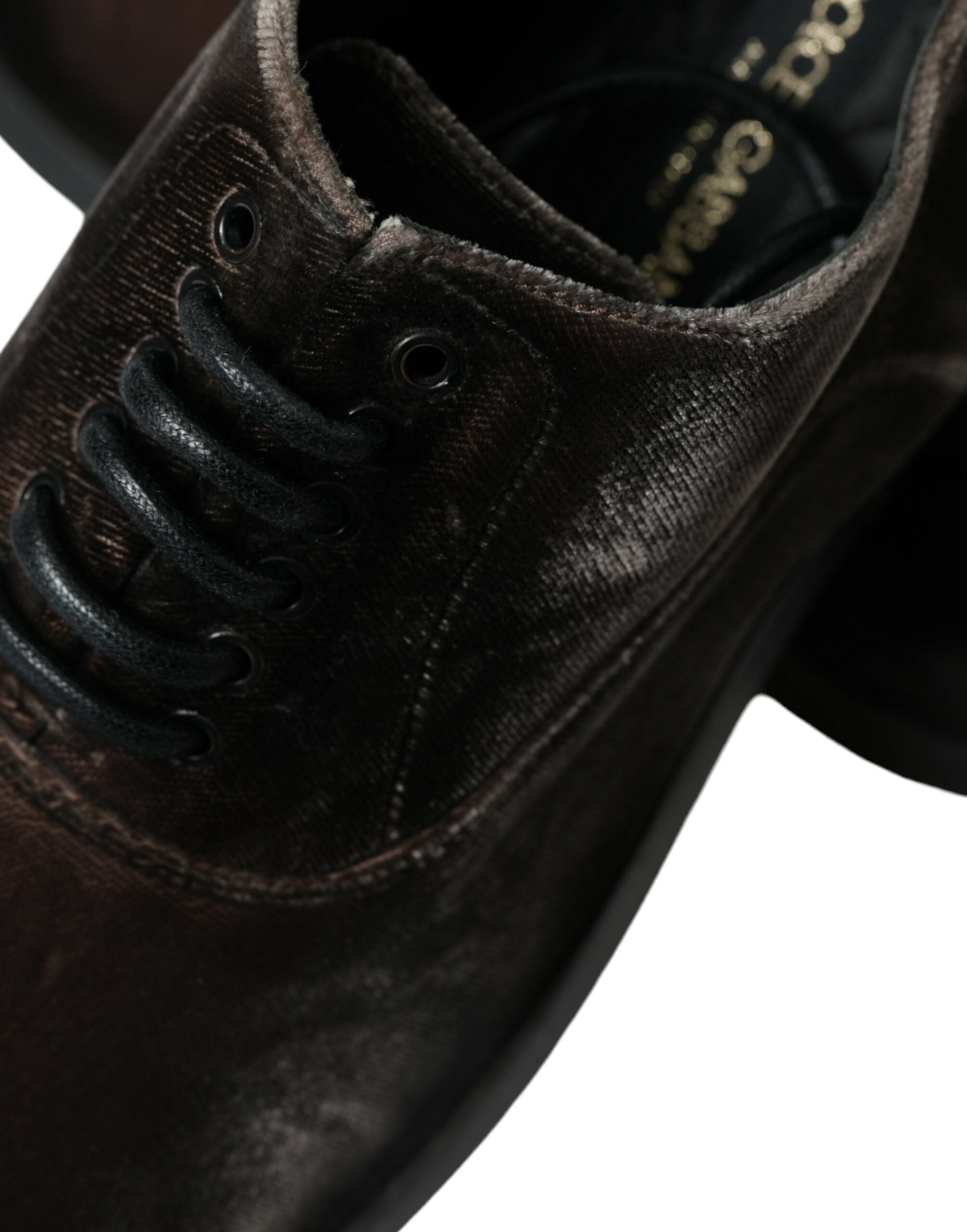Dolce & Gabbana Brown Velvet Men Lace Up Oxford Dress Shoes LUNESCAPE