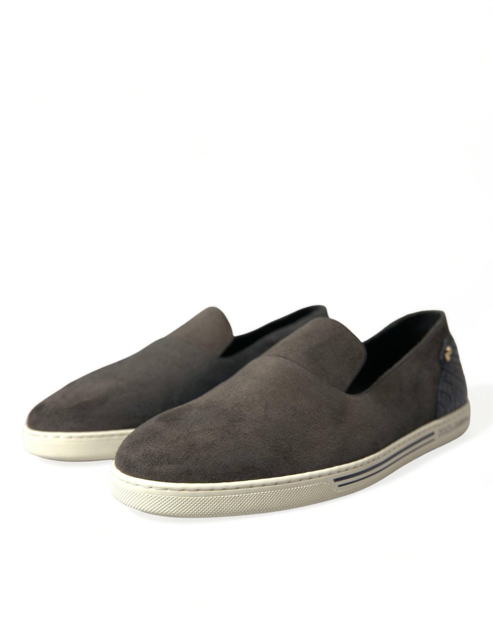 Dolce & Gabbana Blue Suede Caiman Men Loafers