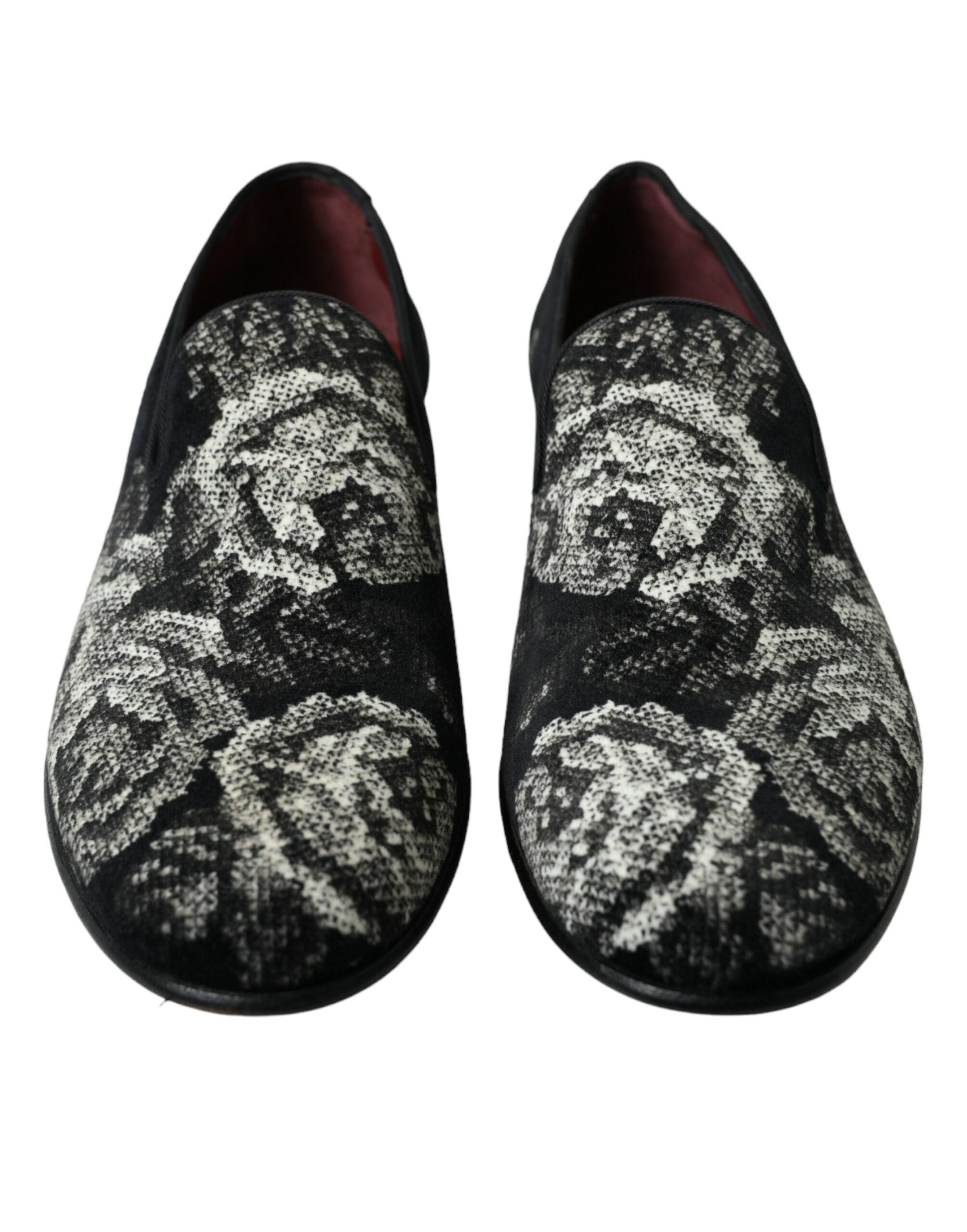 Dolce & Gabbana Black Floral Slippers Men Loafers