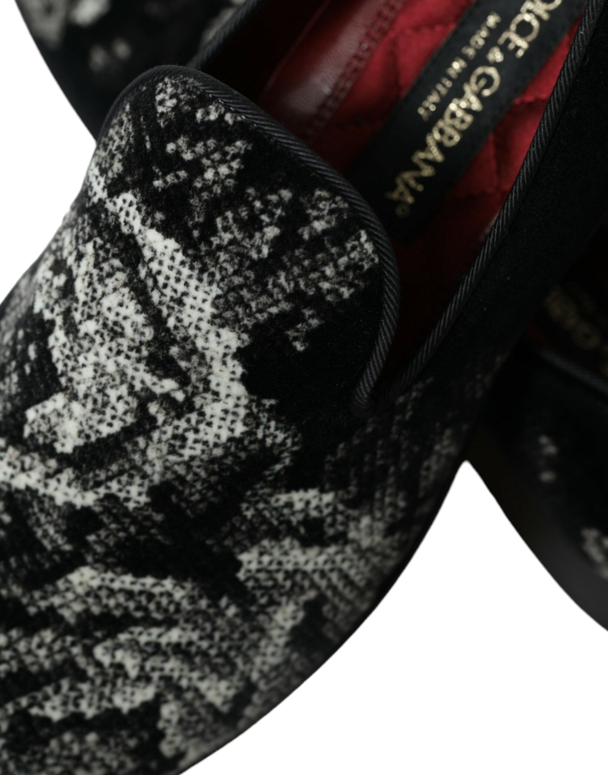 Dolce & Gabbana Black Floral Slippers Men Loafers