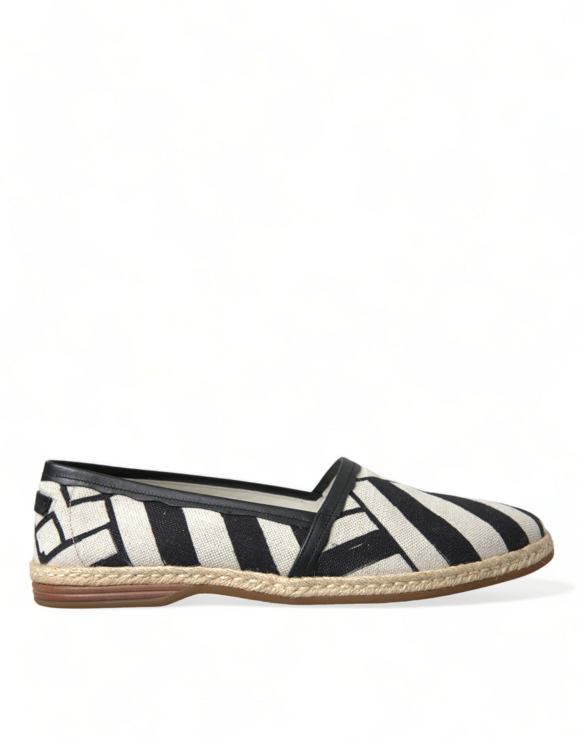 Dolce & Gabbana Beige Black Striped Canvas Espadrilles MONDELLO Shoes LUNESCAPE