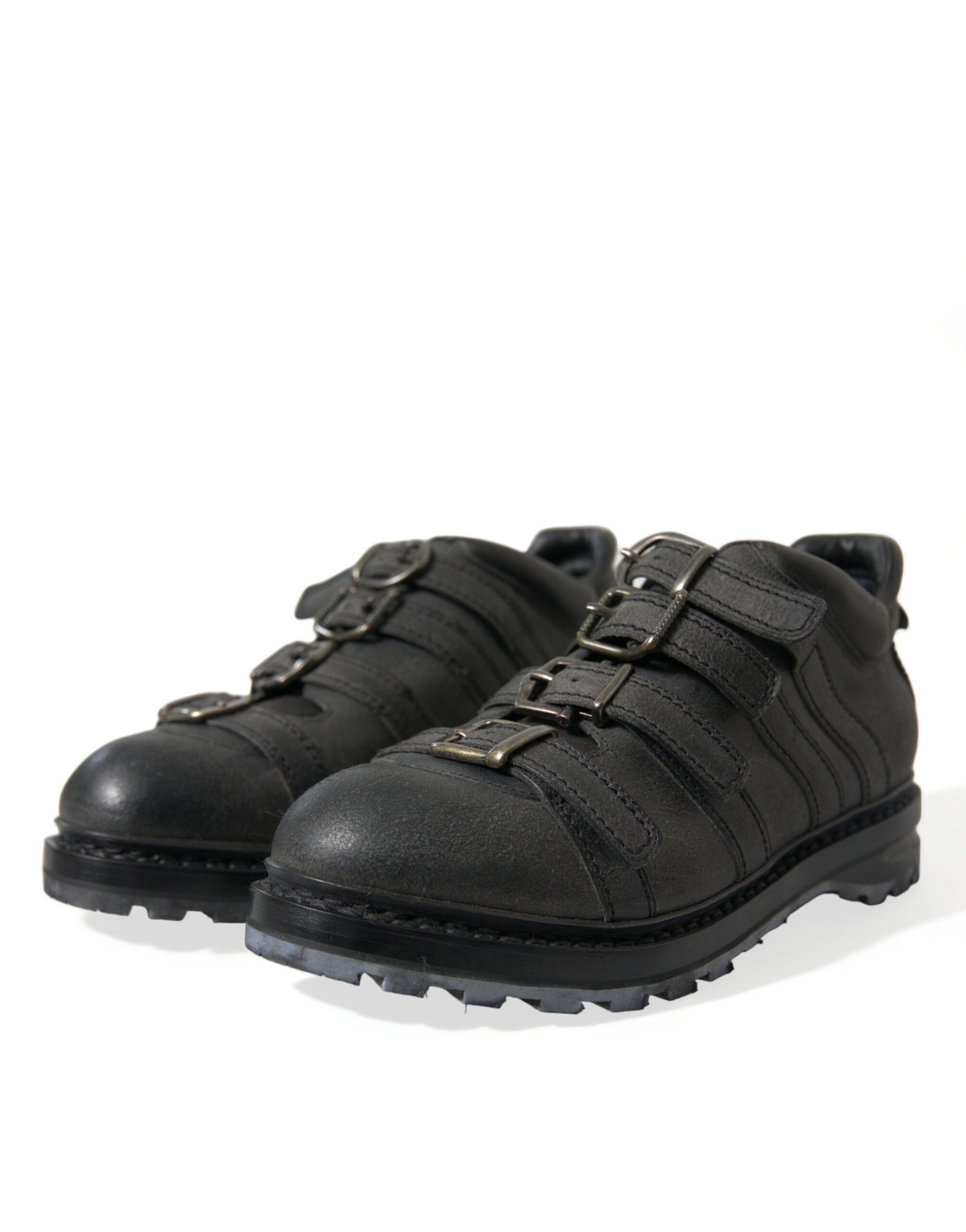 Dolce & Gabbana Black Leather Ankle Strap Boots LUNESCAPE