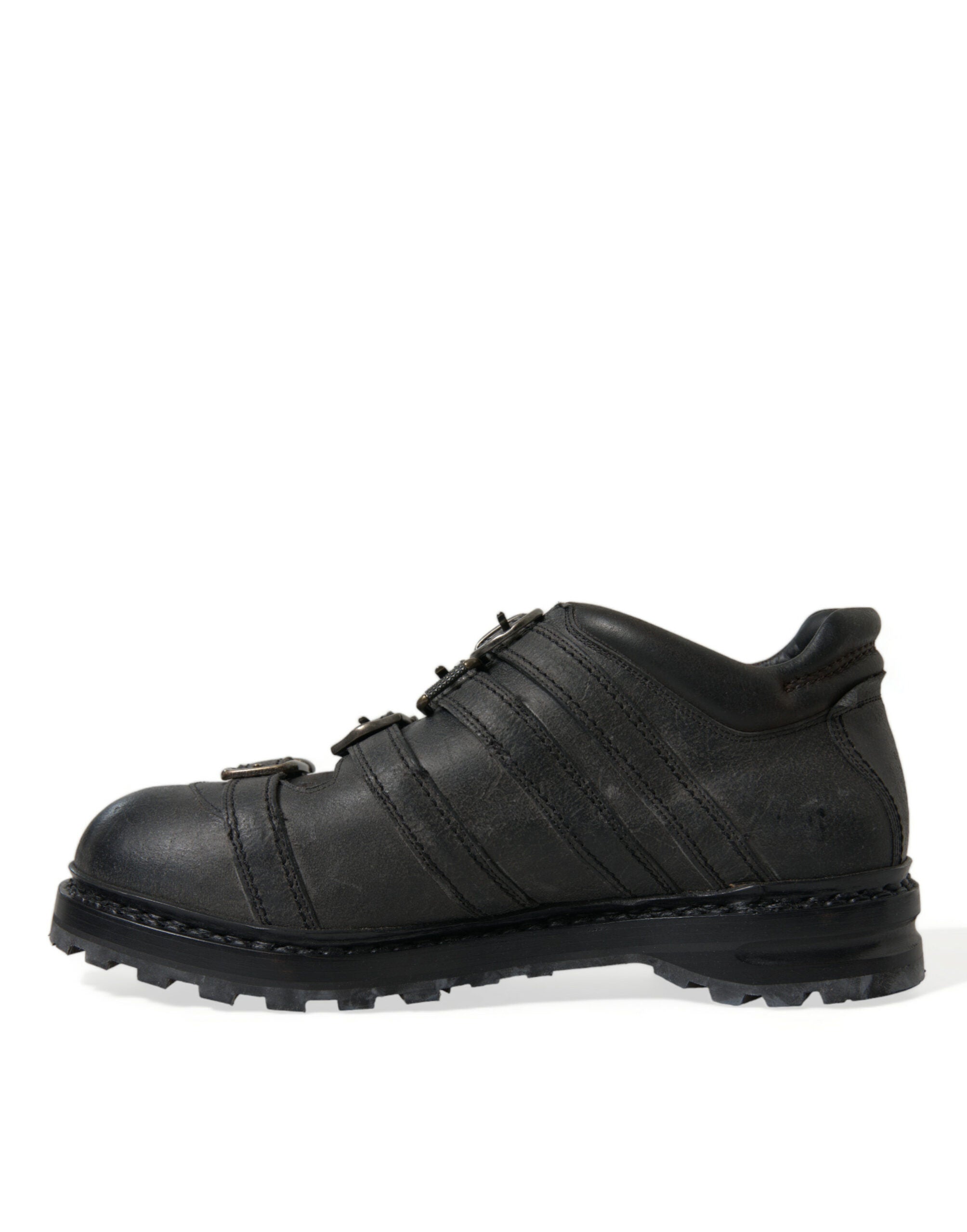 Dolce & Gabbana Black Leather Ankle Strap Boots LUNESCAPE