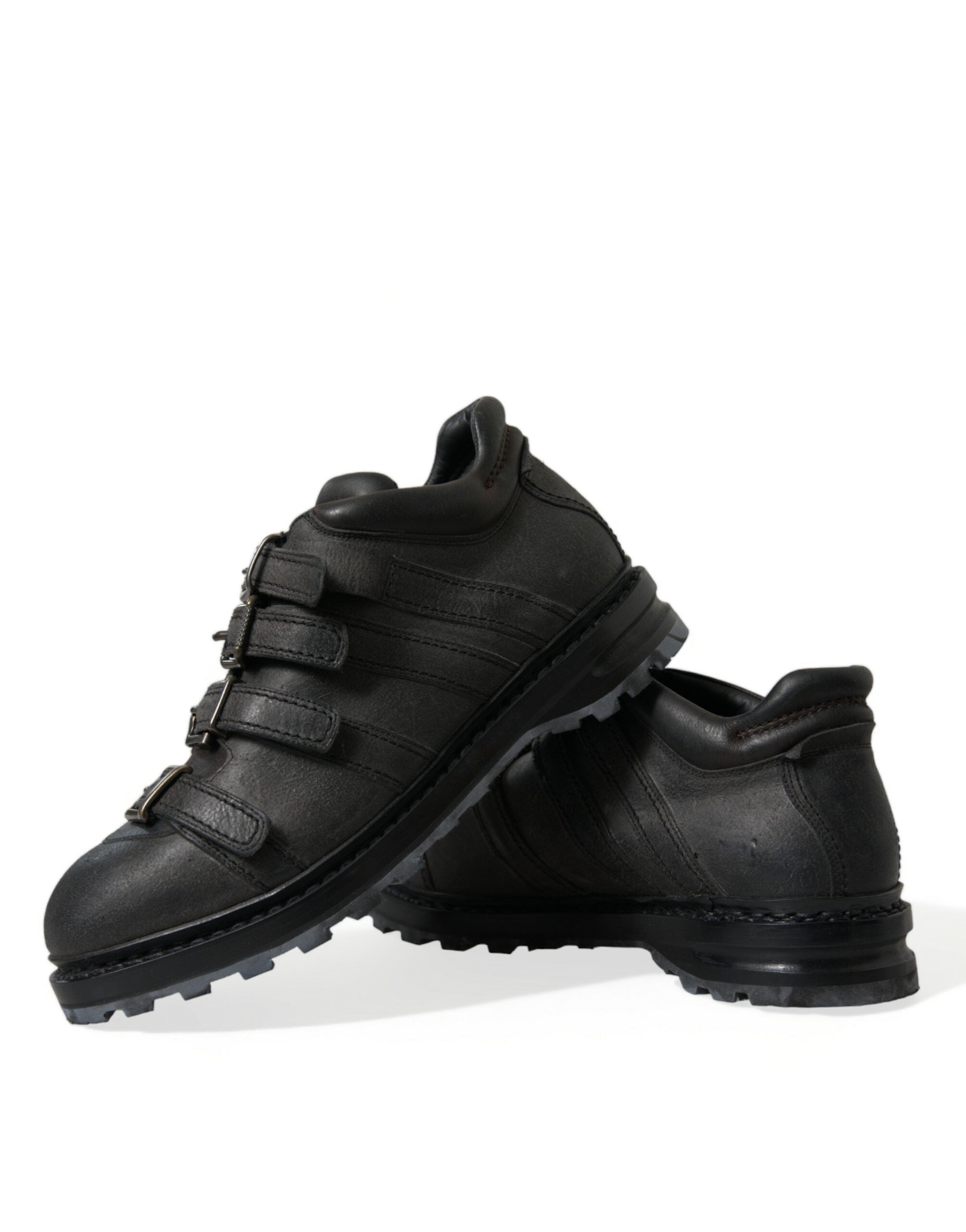 Dolce & Gabbana Black Leather Ankle Strap Boots LUNESCAPE
