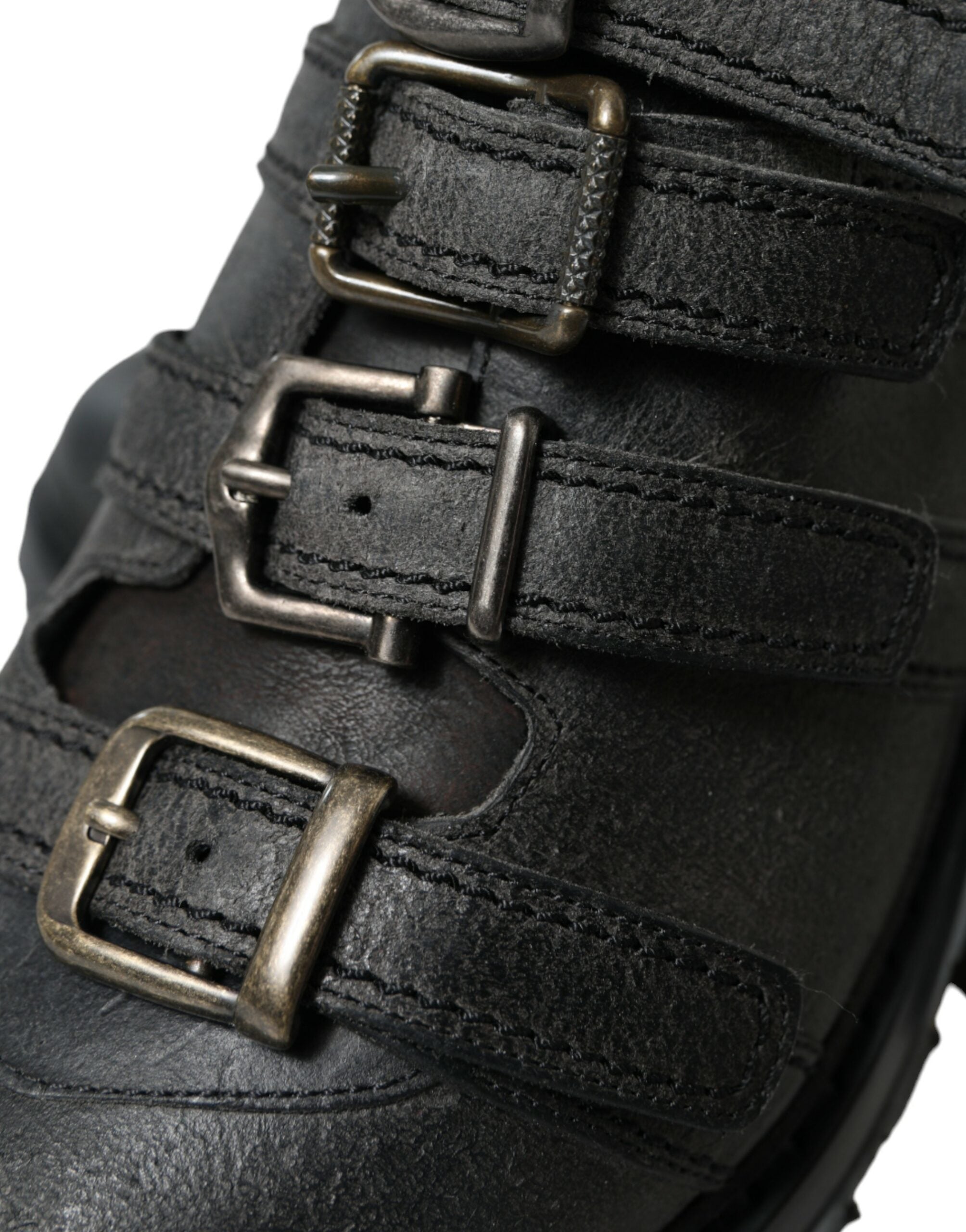 Dolce & Gabbana Black Leather Ankle Strap Boots LUNESCAPE
