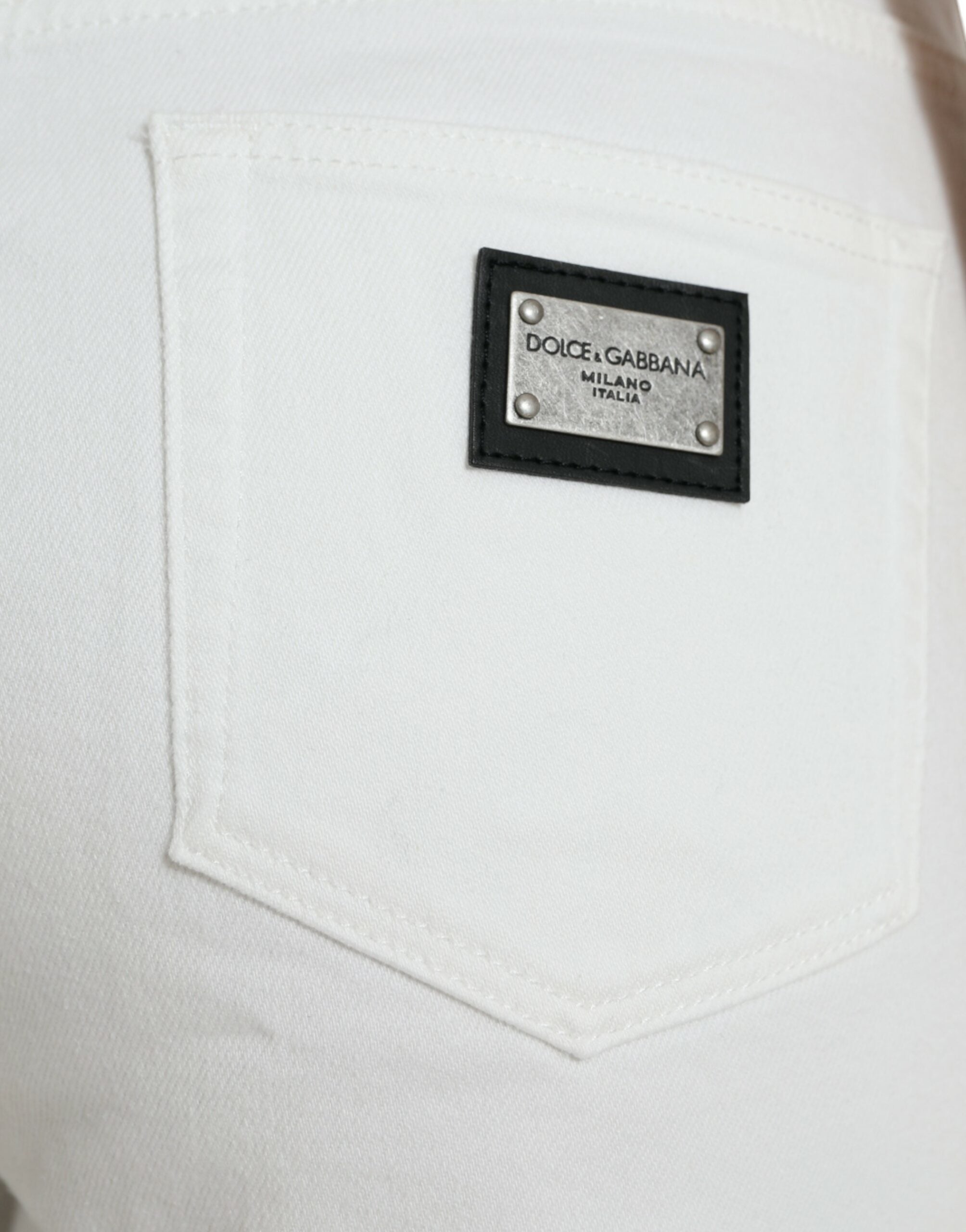 Dolce & Gabbana White Cotton Cropped Wide Leg Denim Jeans LUNESCAPE