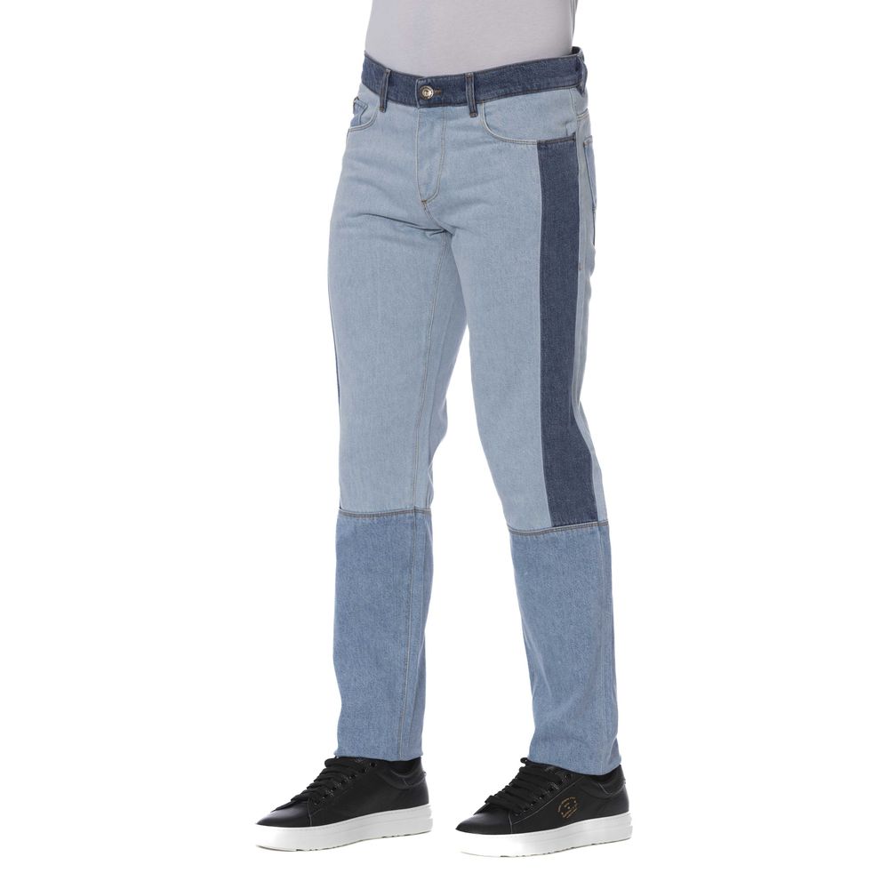 Trussardi Jeans Blue Patchwork Slim Men Jeans