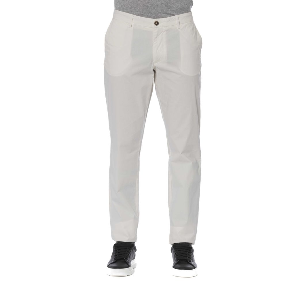 Trussardi Jeans White Cotton Trouser