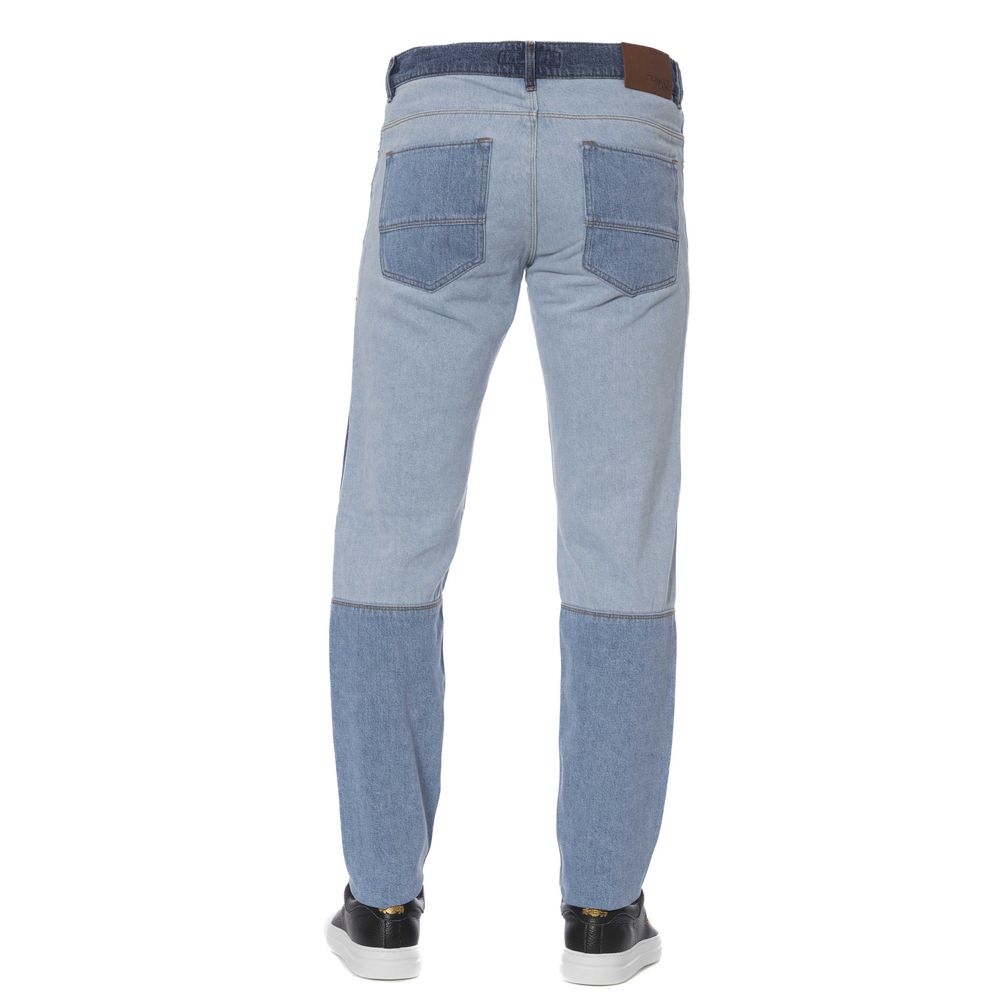 Trussardi Jeans Blue Patchwork Slim Men Jeans